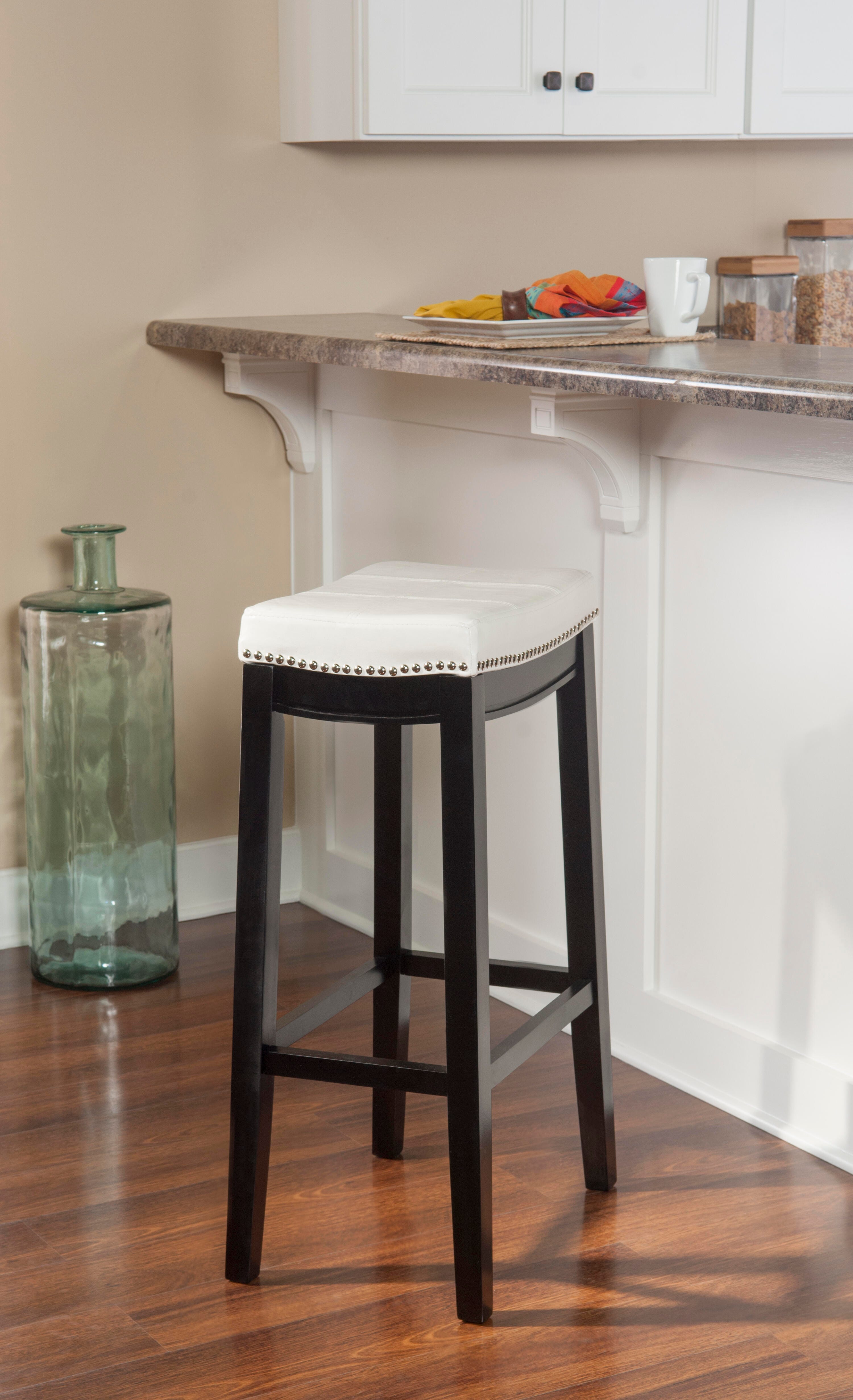 Linon Claridge Backless Bar Stool, White, large