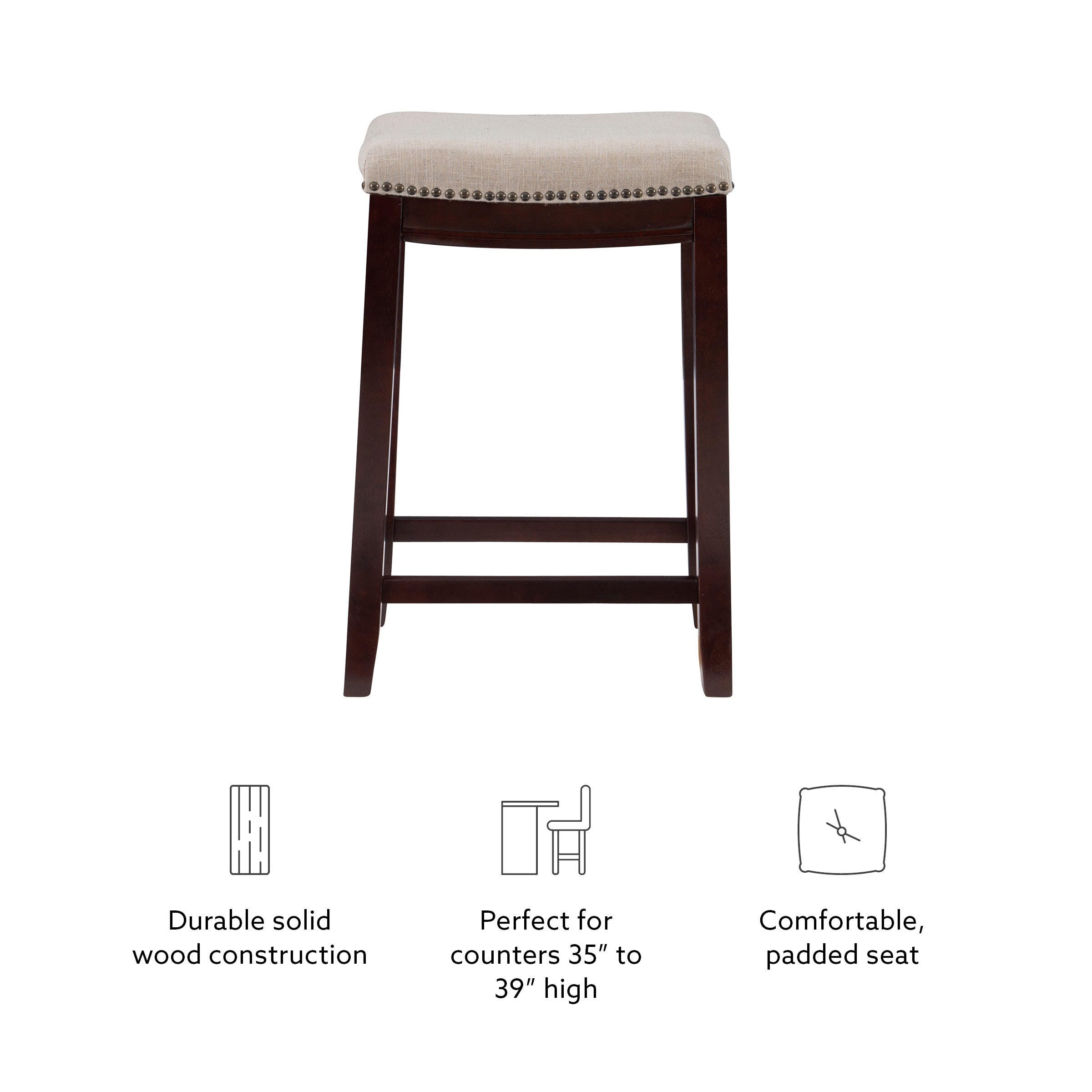 Linon Claridge Backless Counter Stool, Beige, large