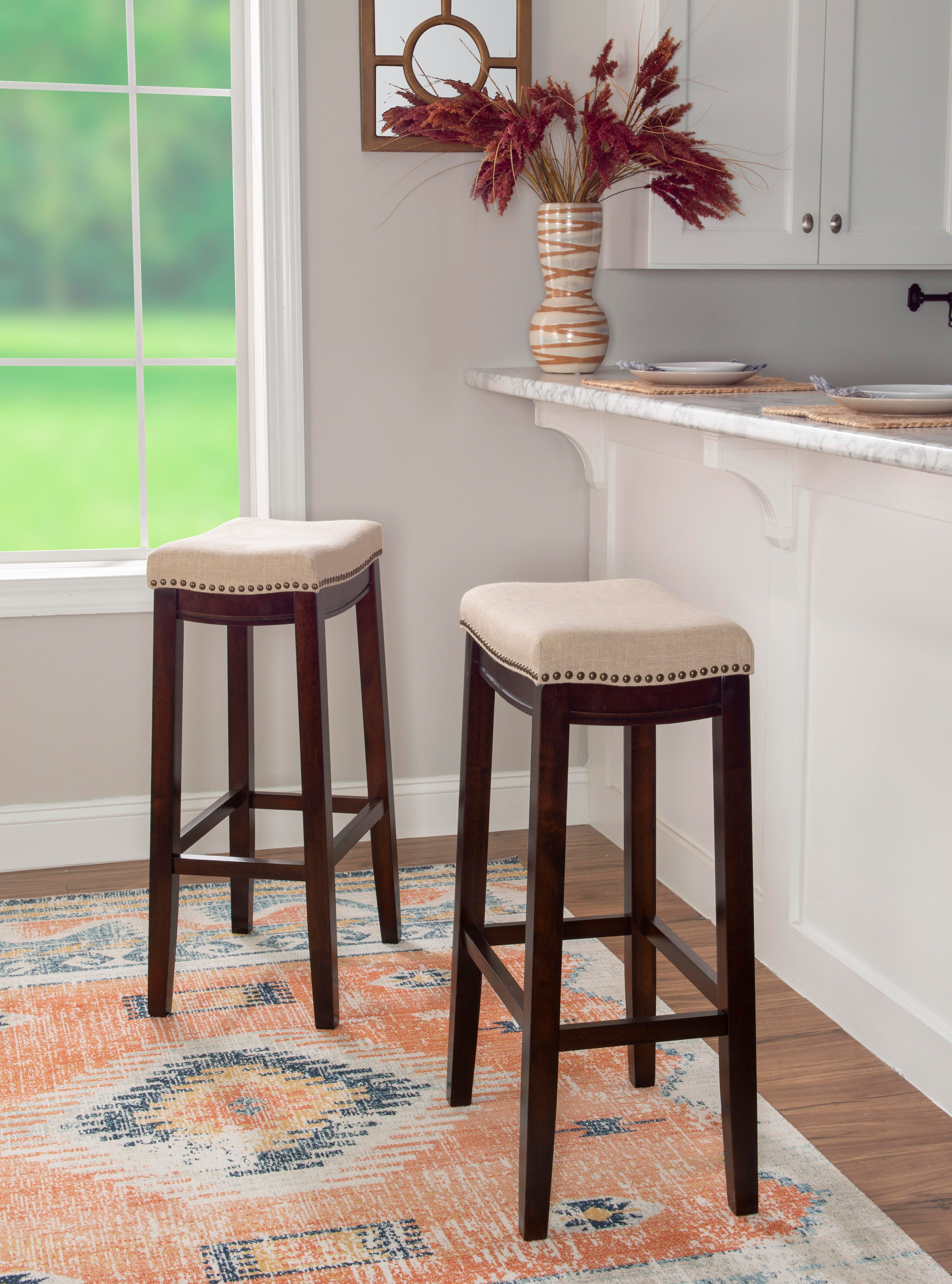 Linon Claridge Backless Bar Stool, Beige, large