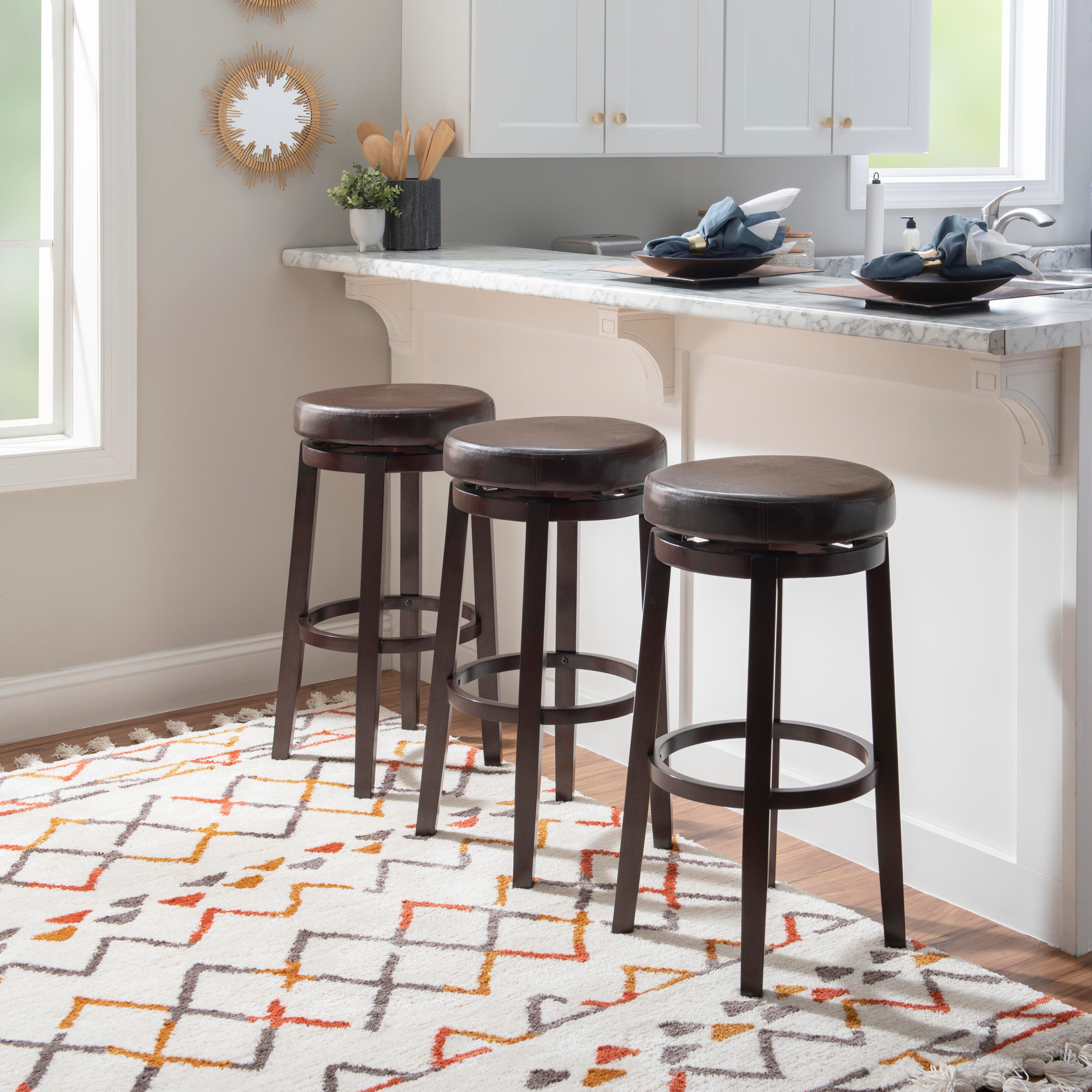 Linon Maya Bar Stool, Dark Brown, large