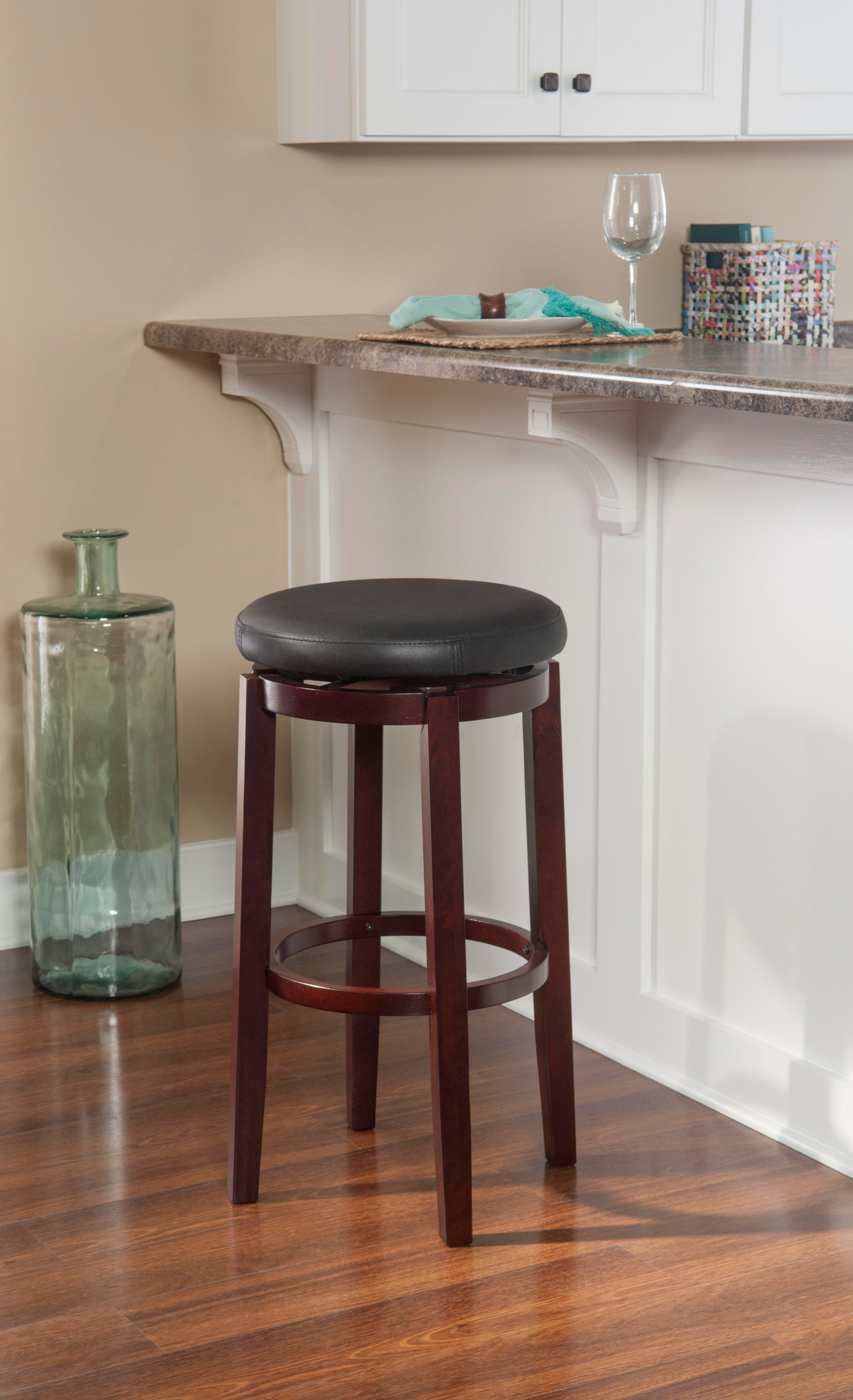 Linon Maya Bar Stool, Black, large