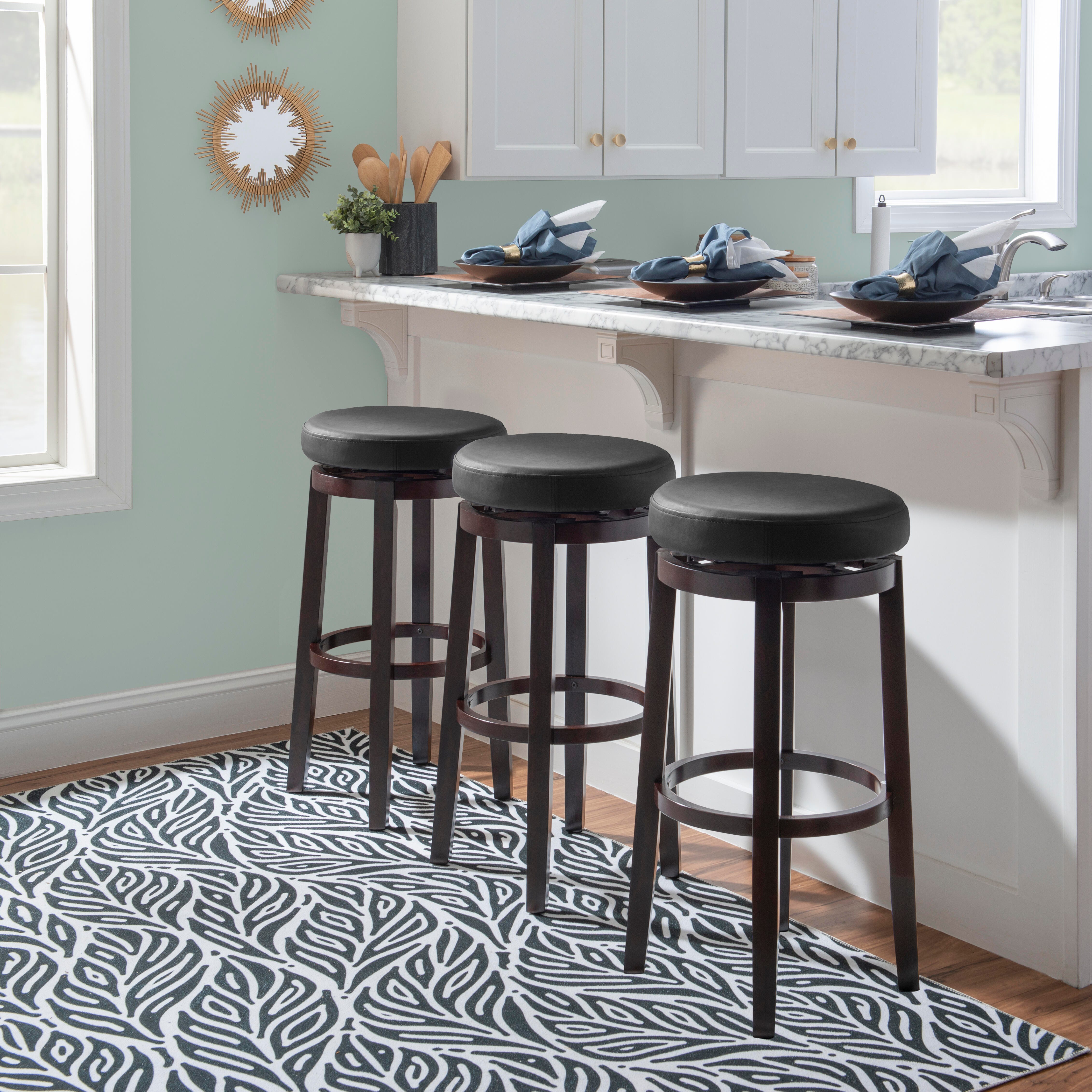 Linon Maya Bar Stool, Black, large