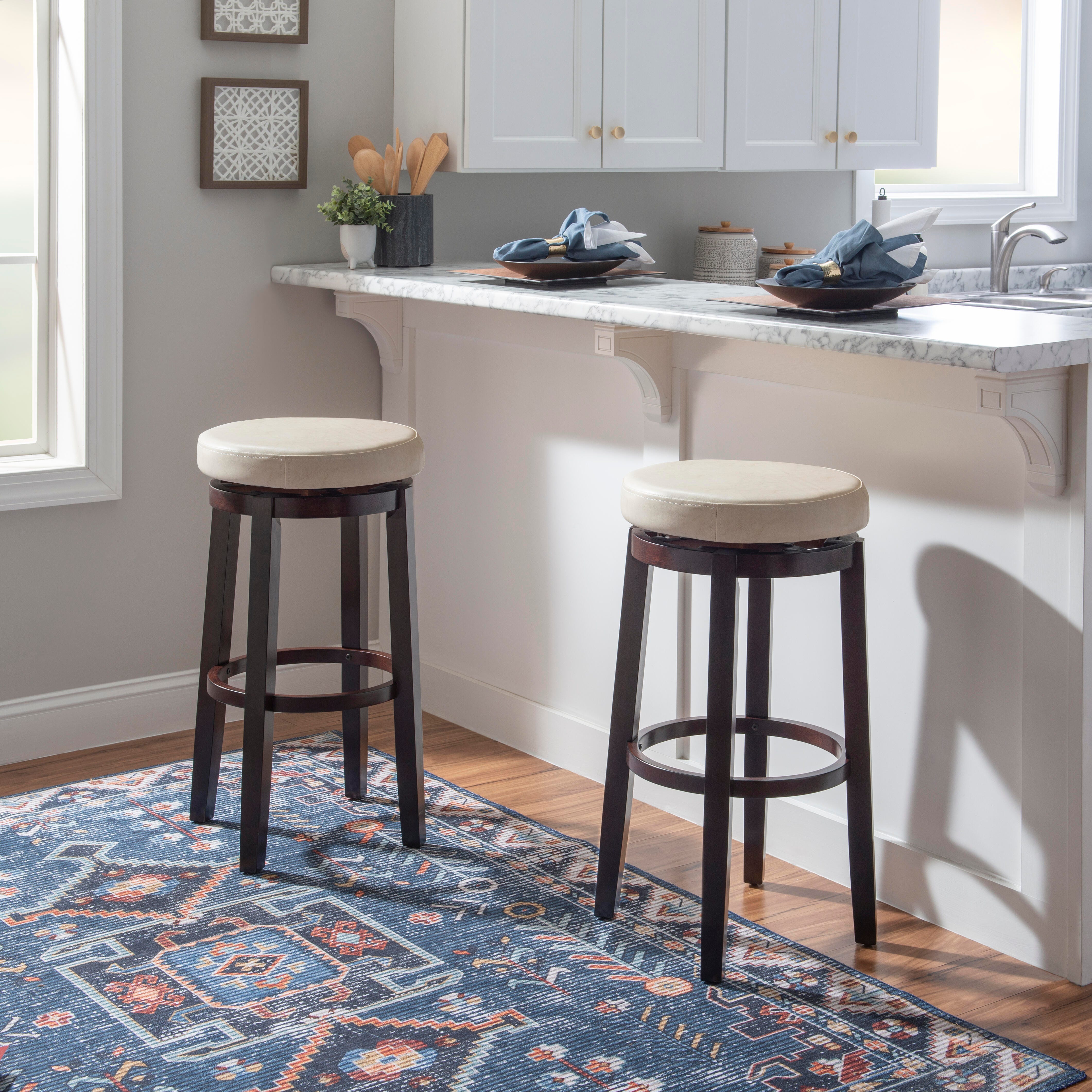Linon Maya Bar Stool, Cream, large