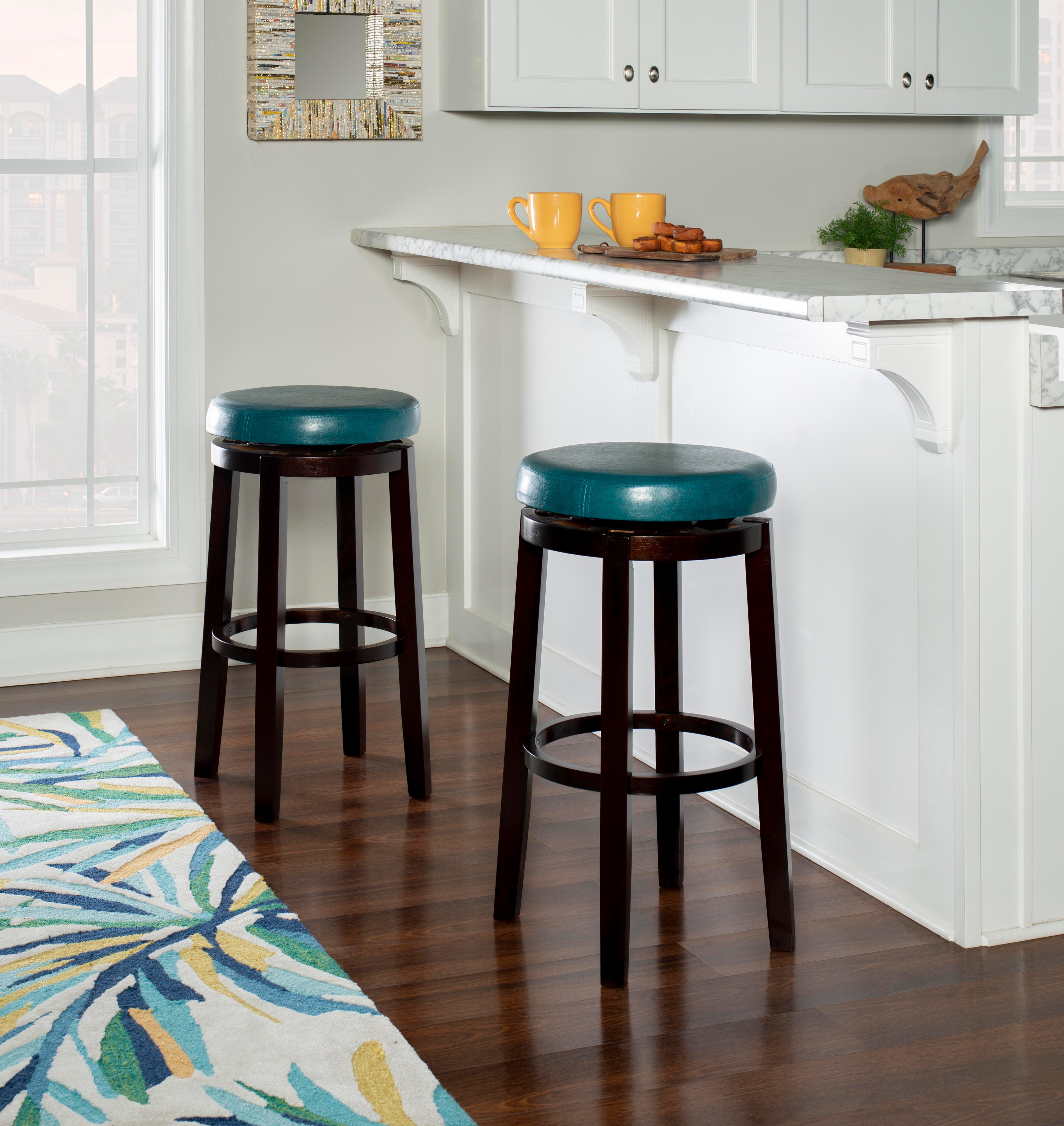 Linon Maya Bar Stool, Blue, large
