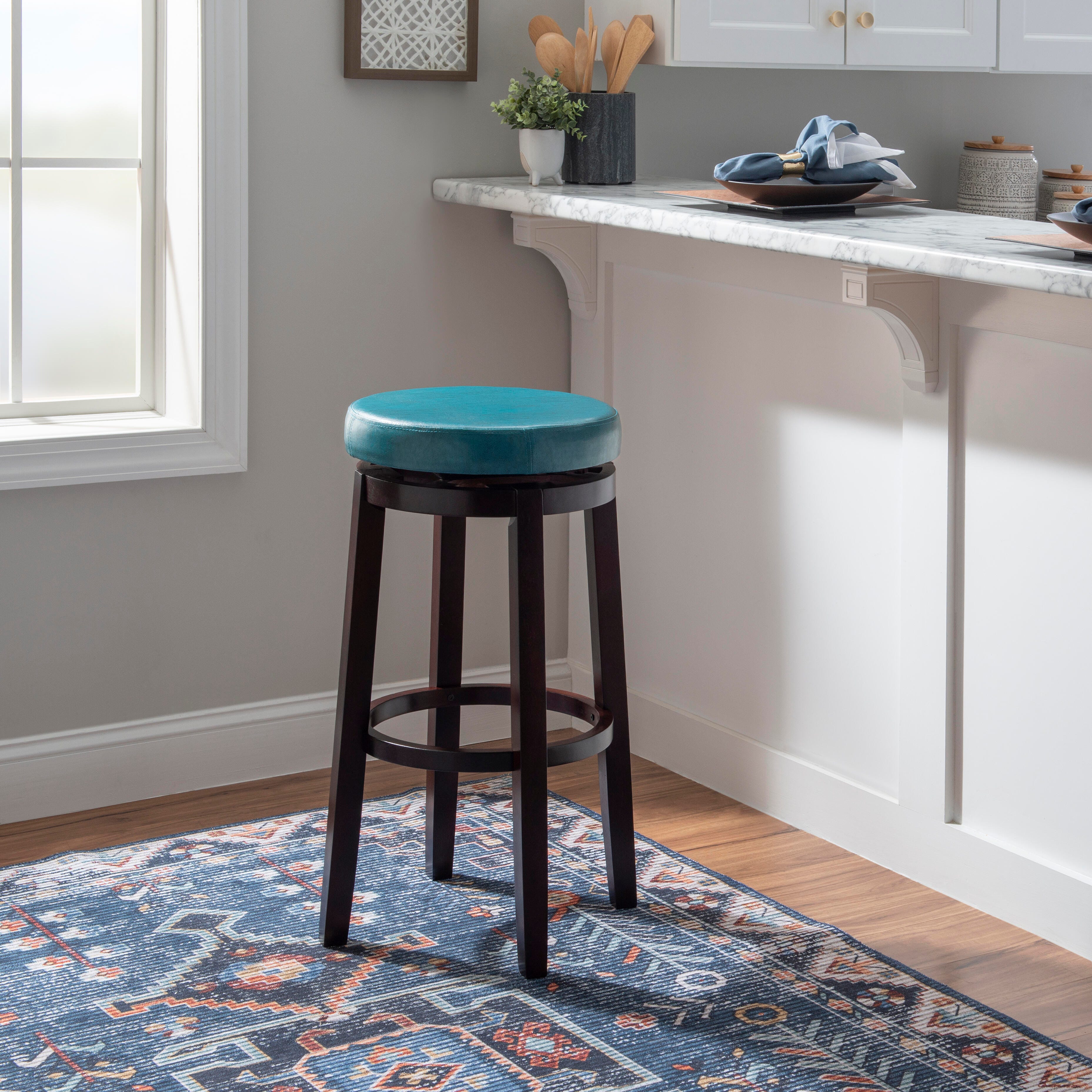 Linon Maya Bar Stool, Blue, large