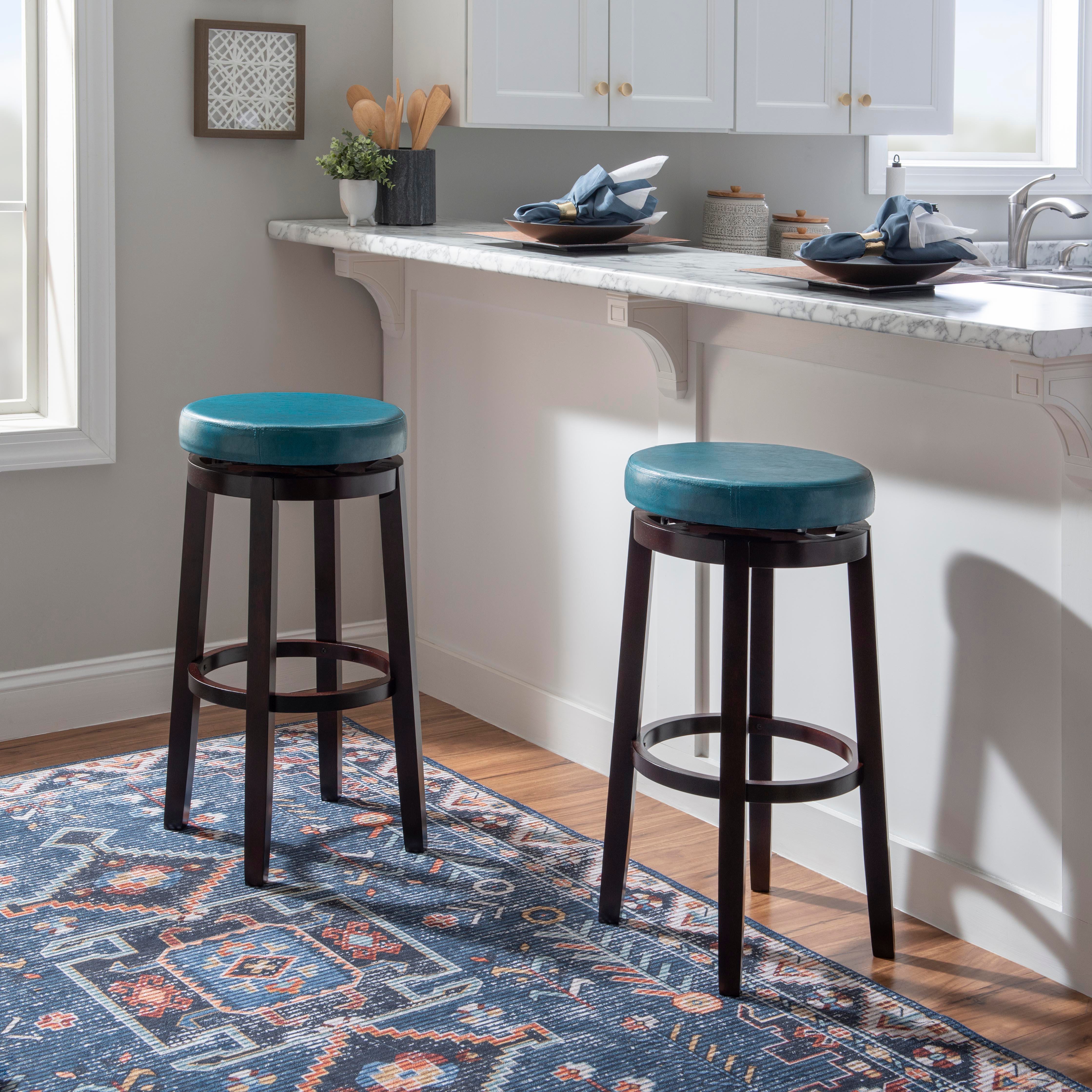 Linon Maya Bar Stool, Blue, large