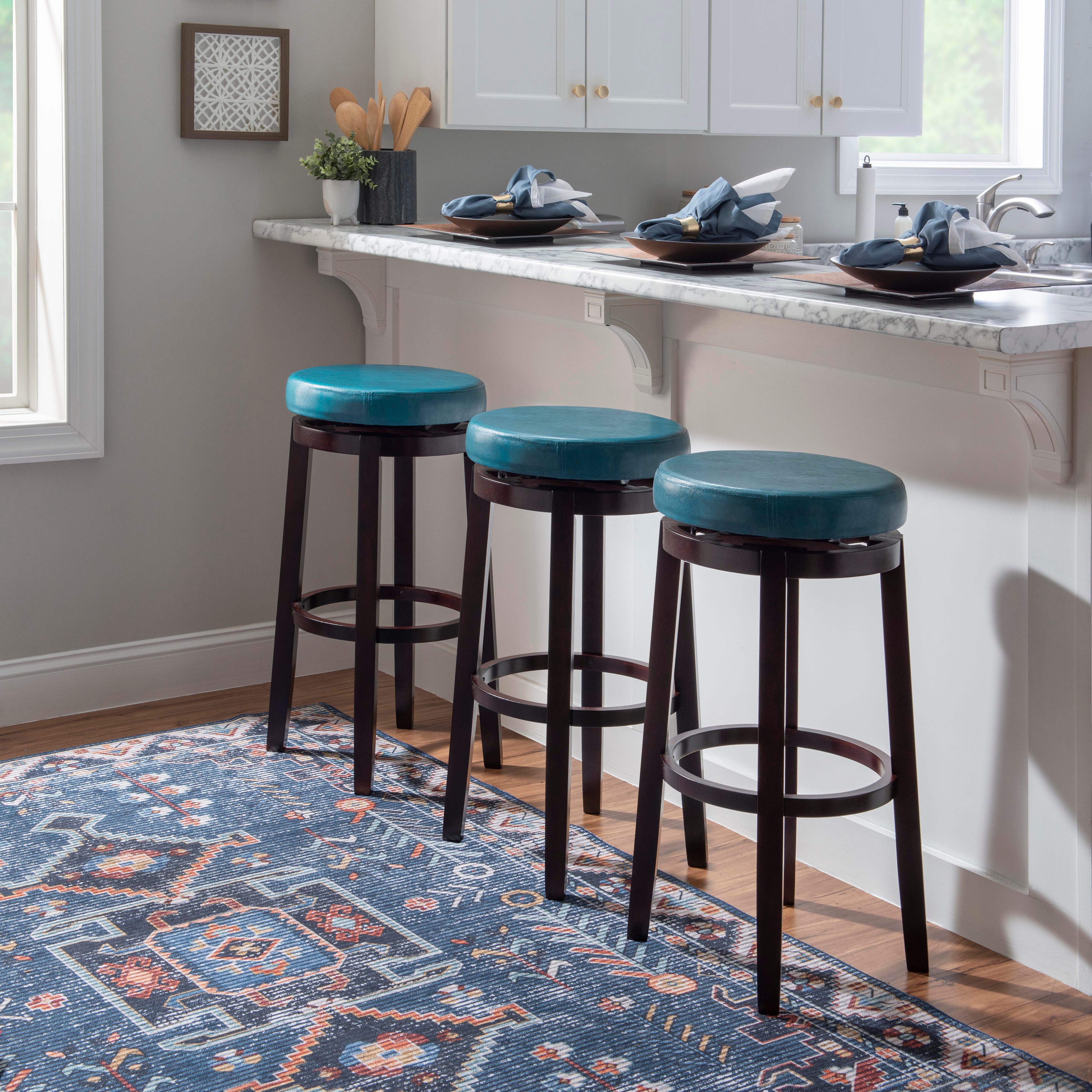 Linon Maya Bar Stool, Blue, large