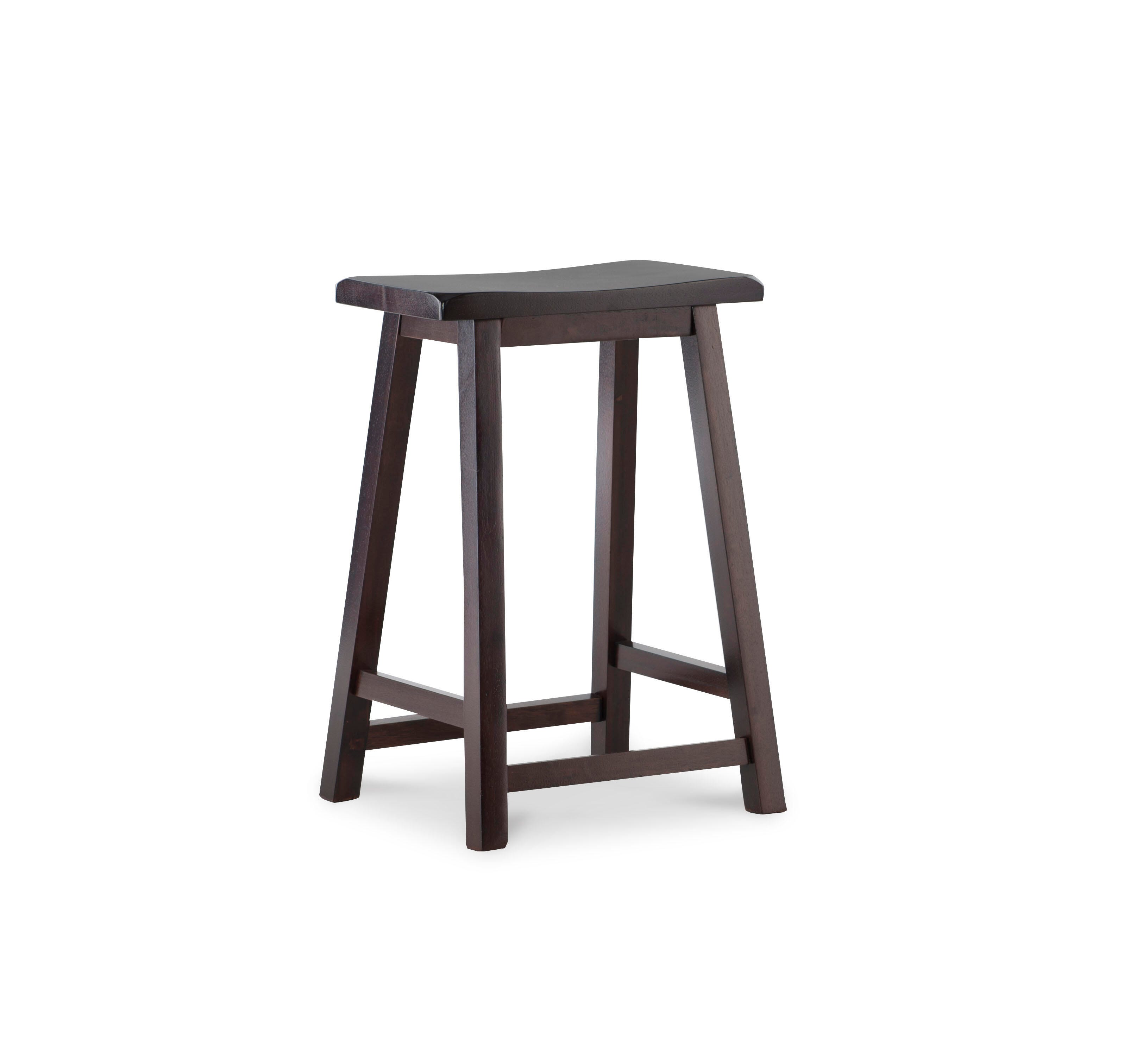 Linon Saddle Counter Stool, Dark Brown, large