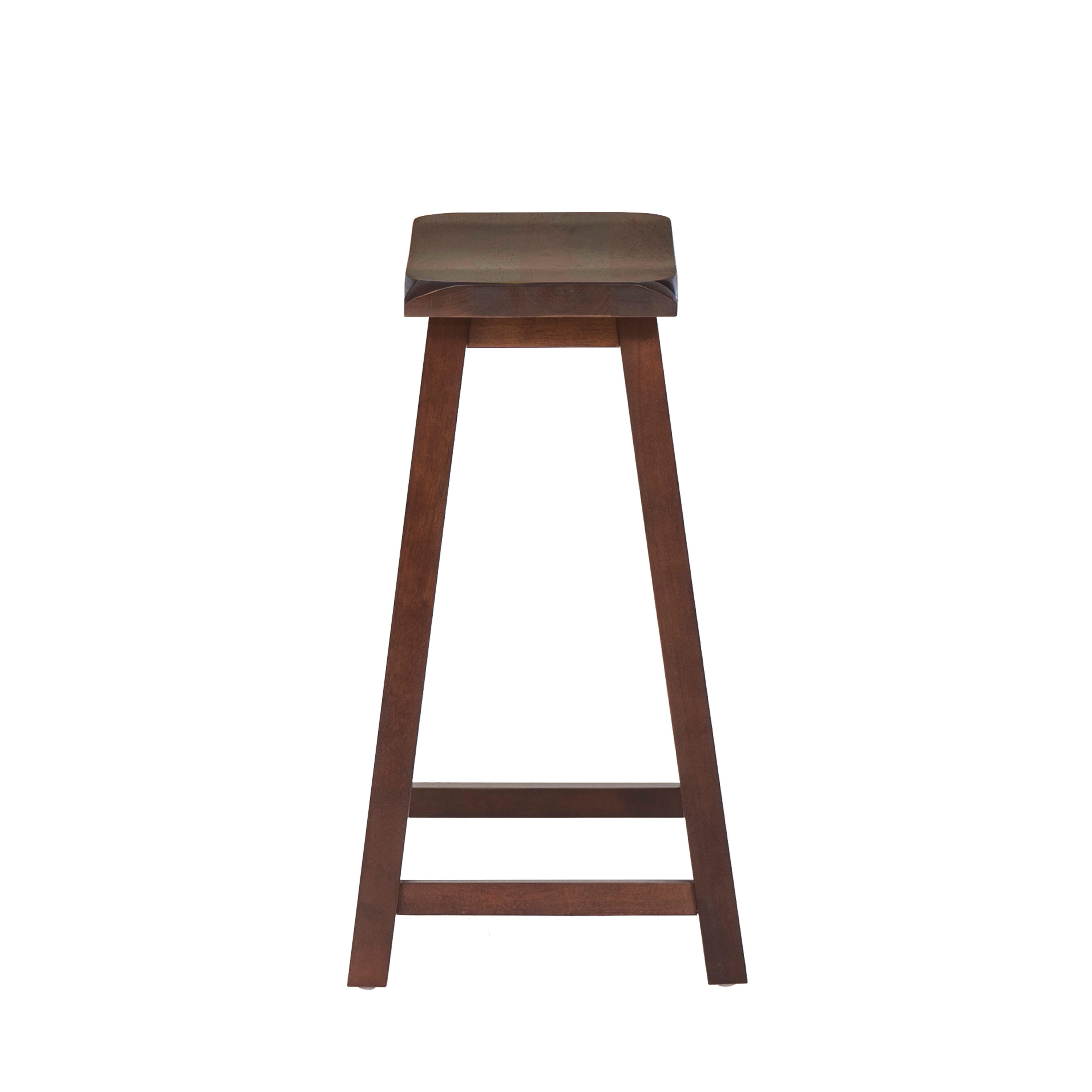 Linon Saddle Counter Stool, Dark Brown, large