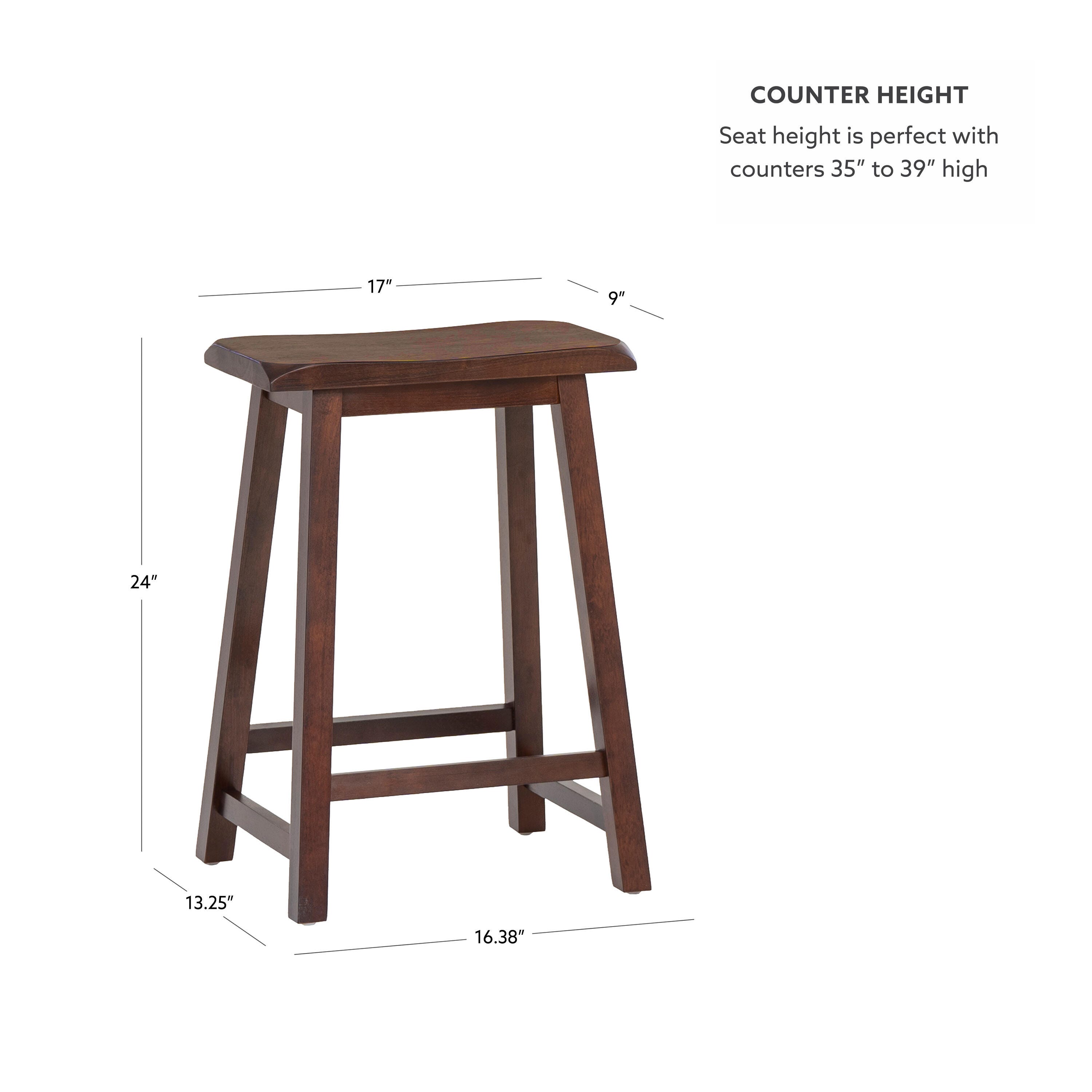 Linon Saddle Counter Stool, Dark Brown, large