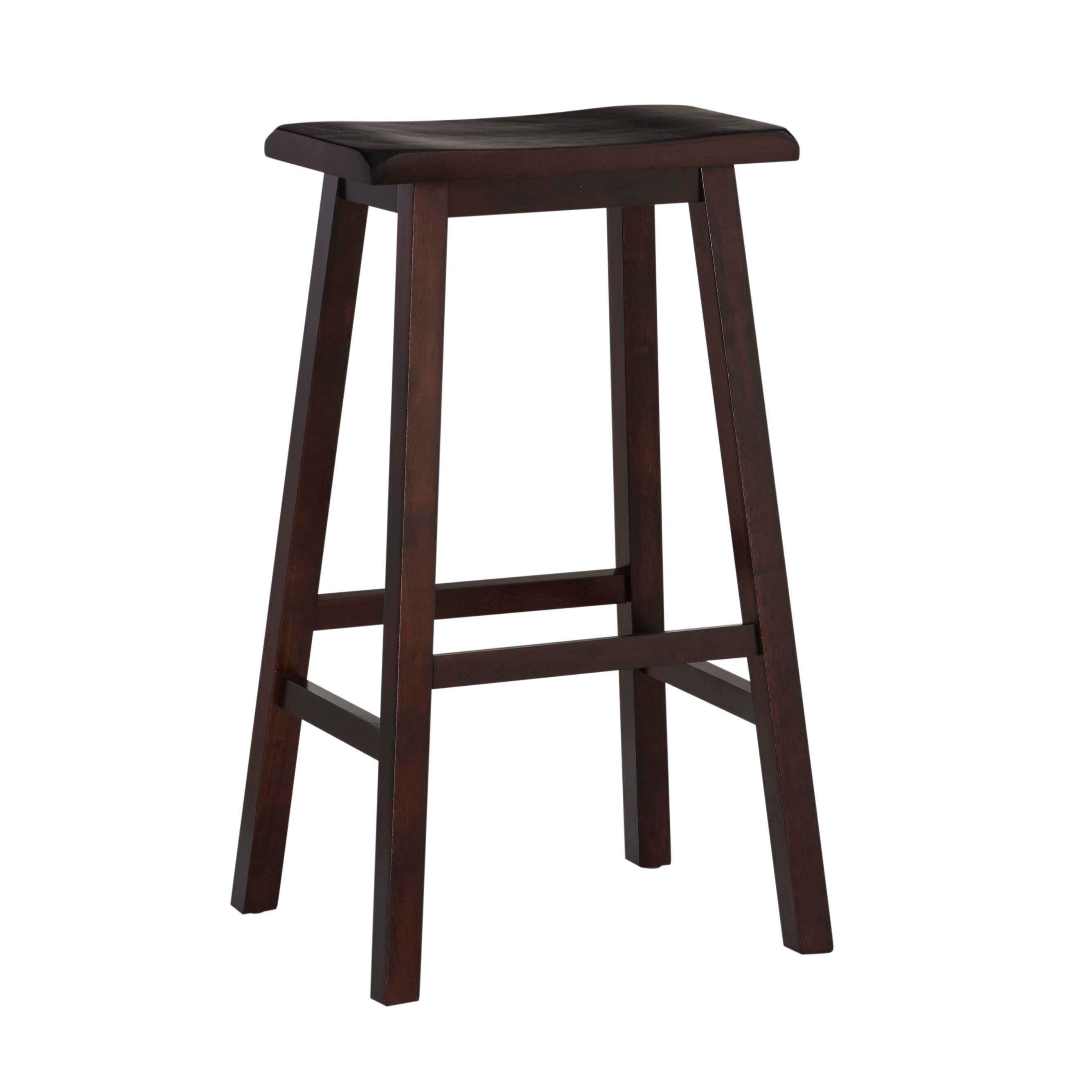 Linon Saddle Bar Stool, Dark Brown, large