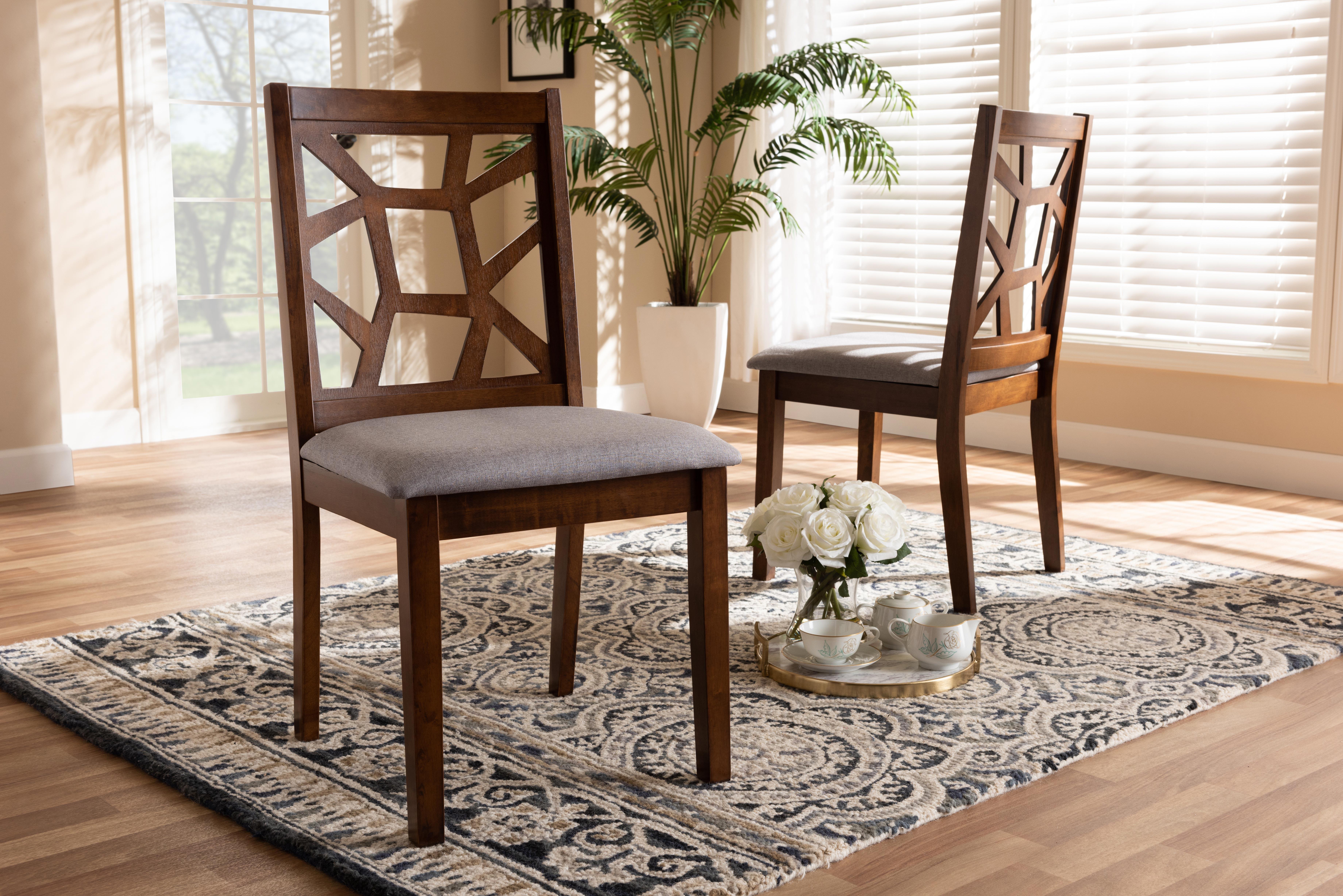 Asymmetrical Modern Dining Chair (Set of 2), Walnut/Ash, rollover