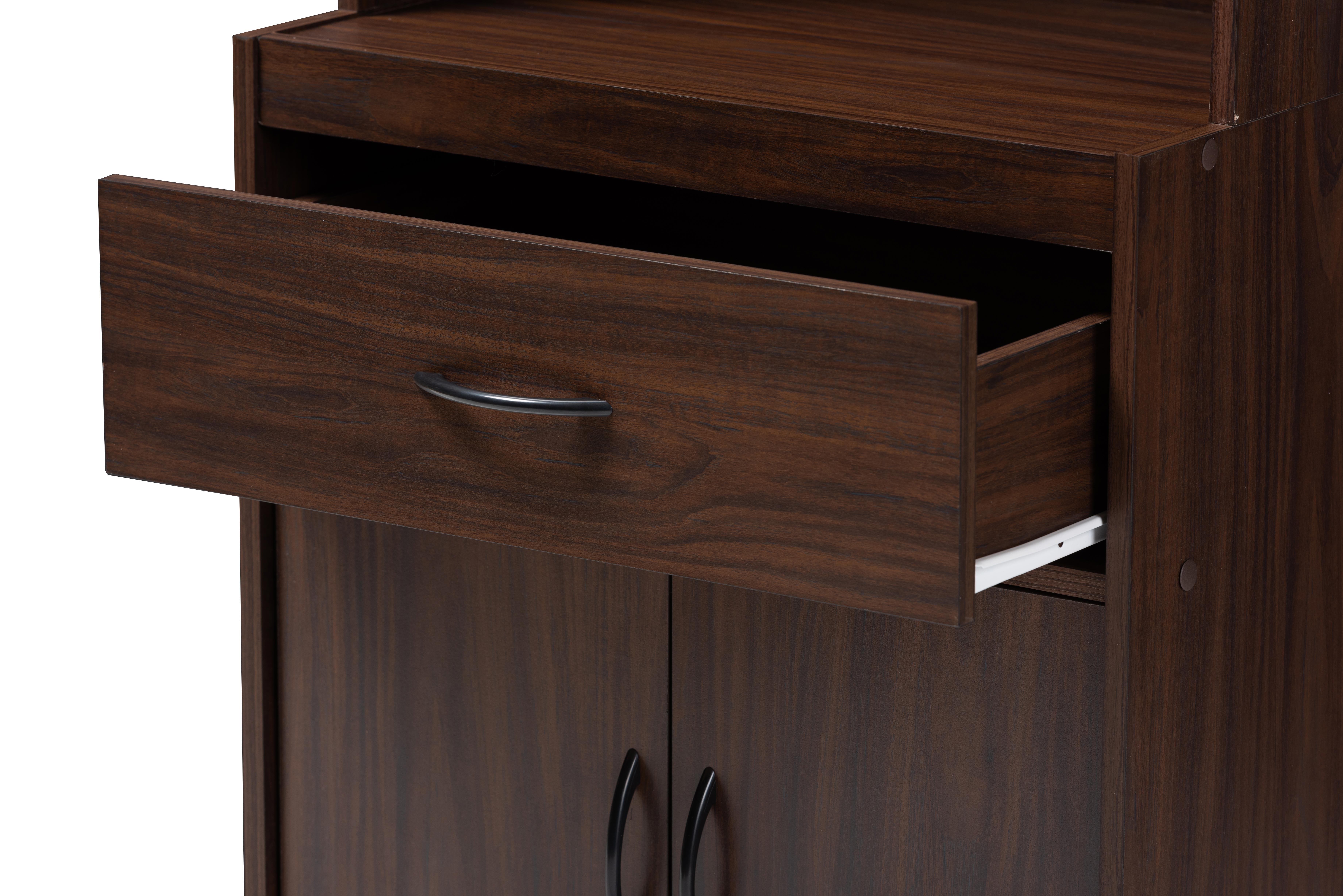 Modern Kitchen Cabinet and Hutch, Walnut, large