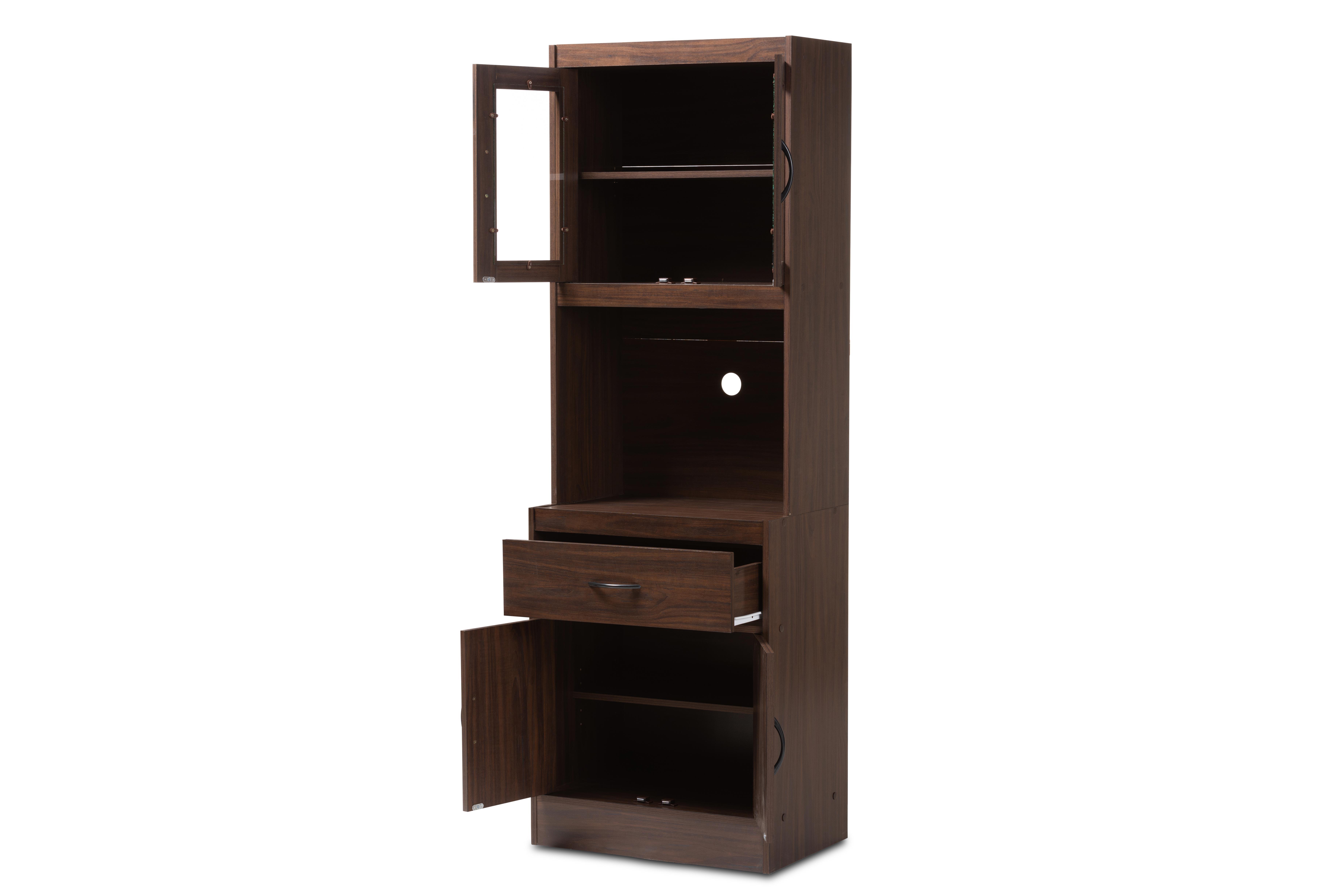 Modern Kitchen Cabinet and Hutch, Walnut, large