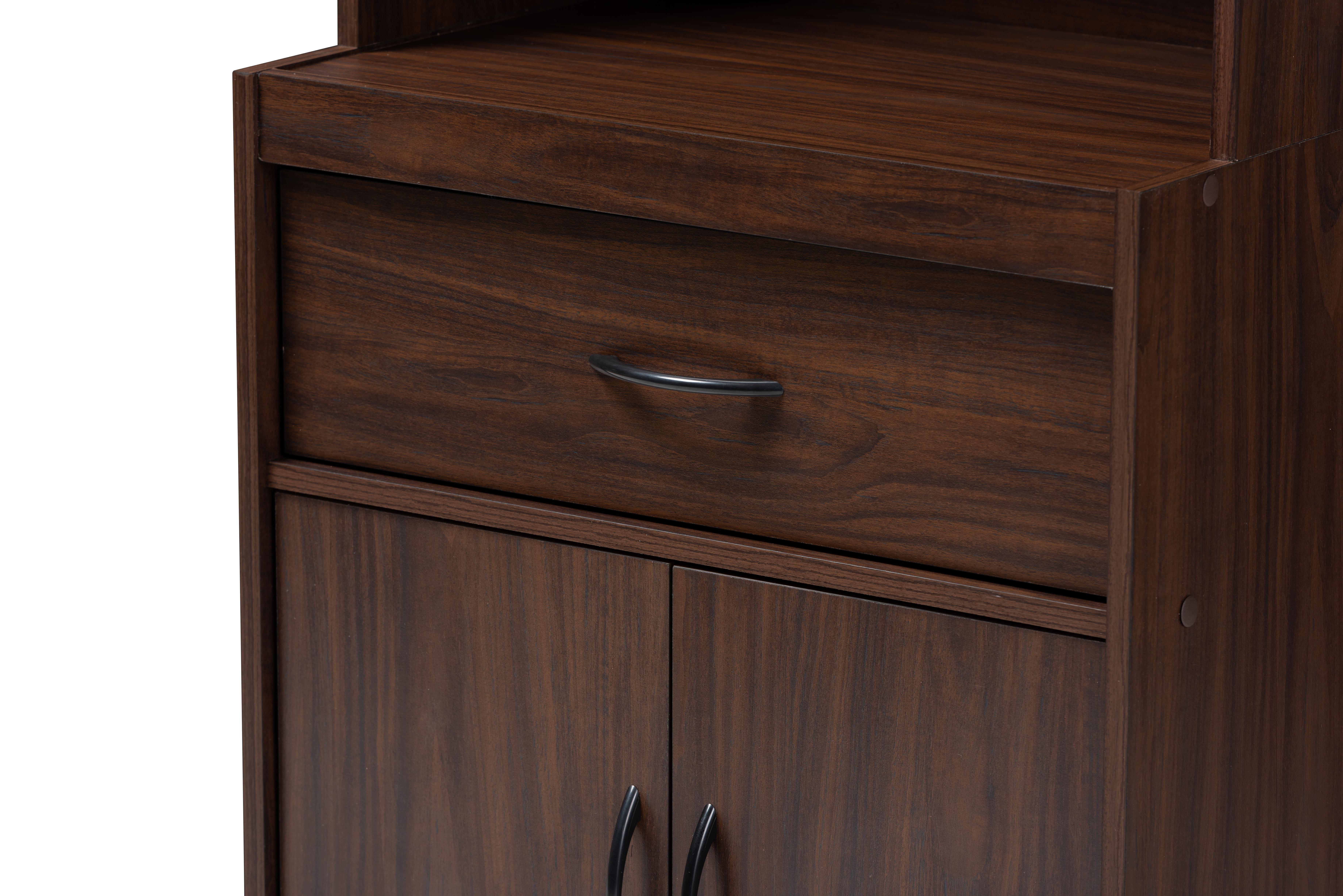 Modern Kitchen Cabinet and Hutch, Walnut, large