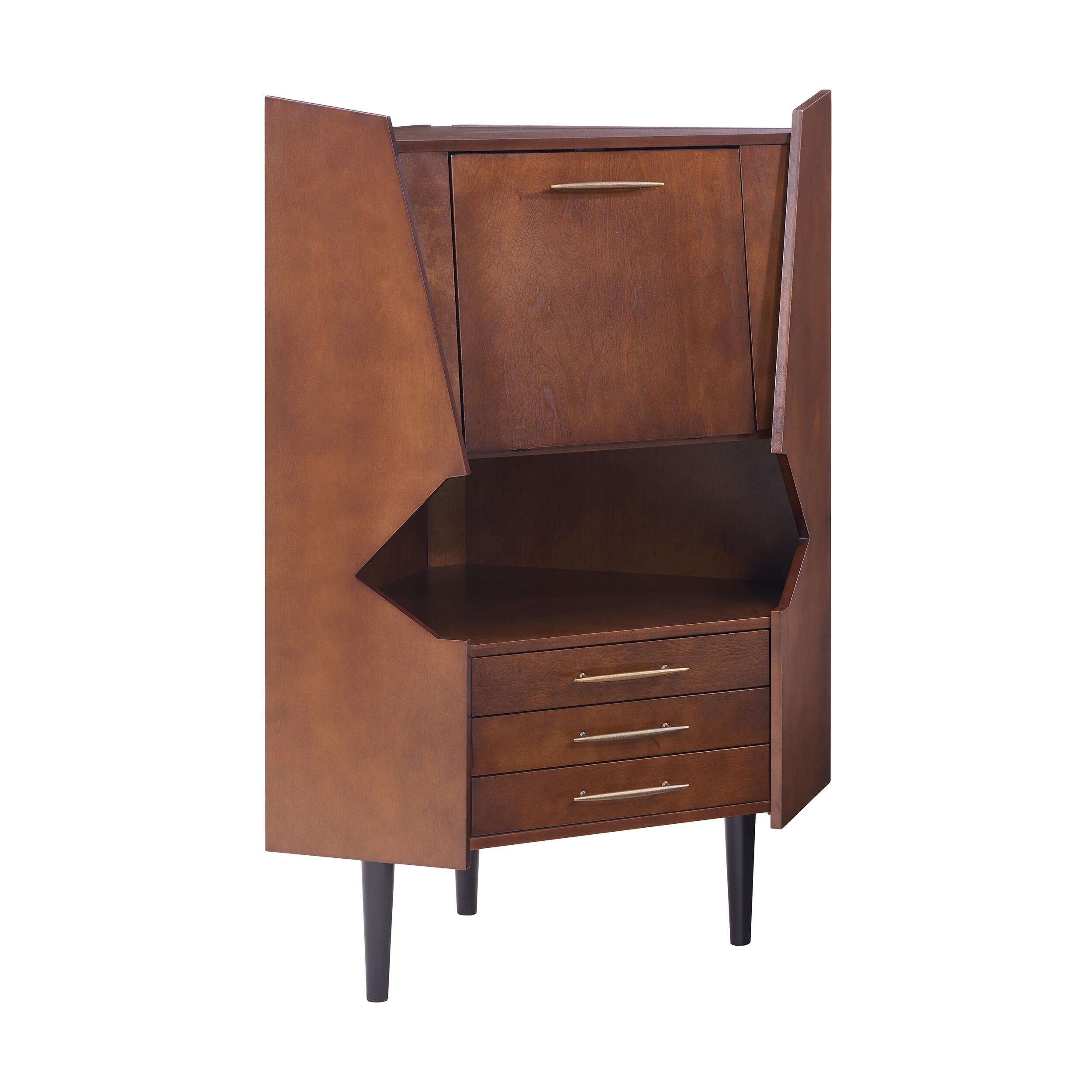 SEI Mid-Century Corner Bar Cabinet, , large