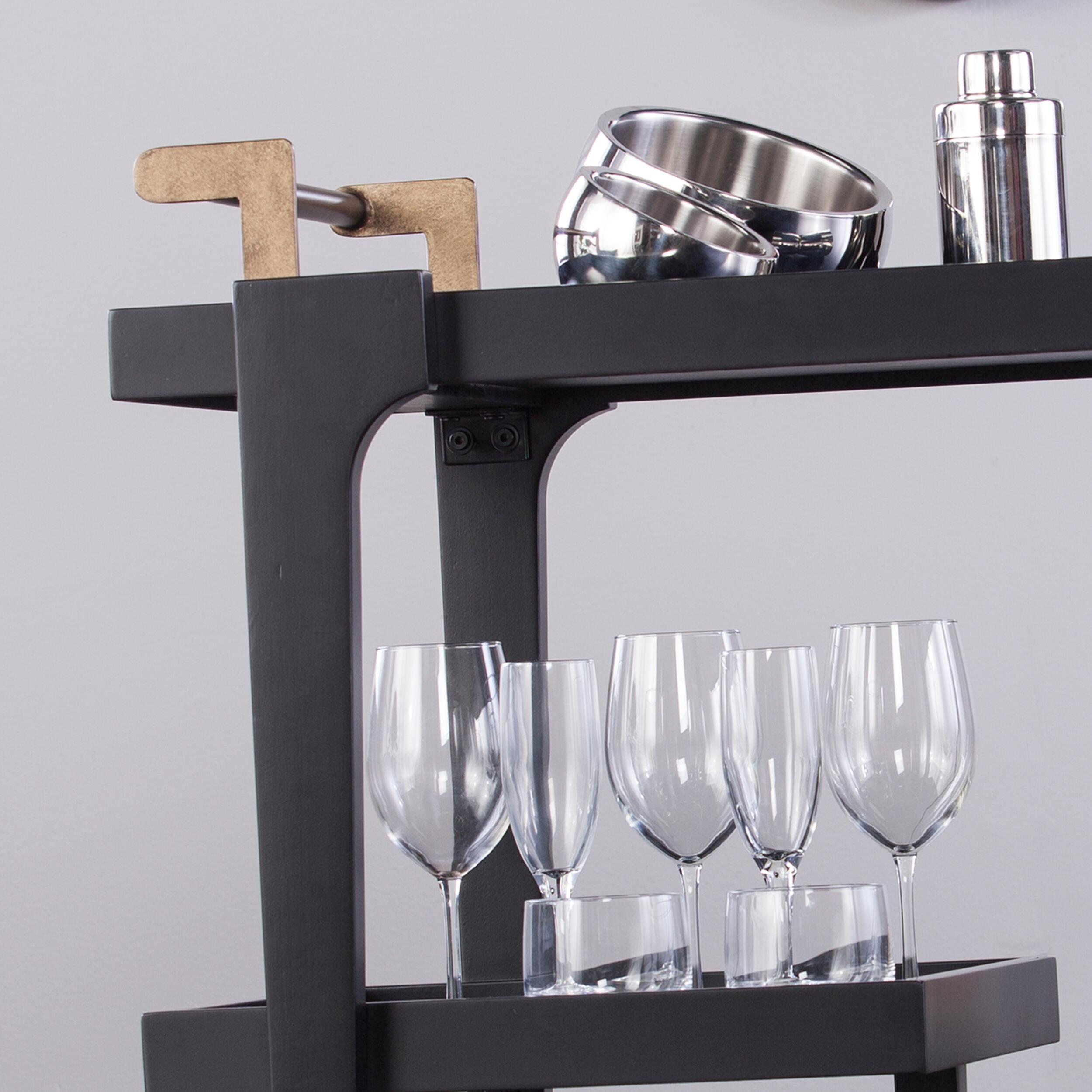 SEI Mid-Century Modern Bar Cart, Black, large