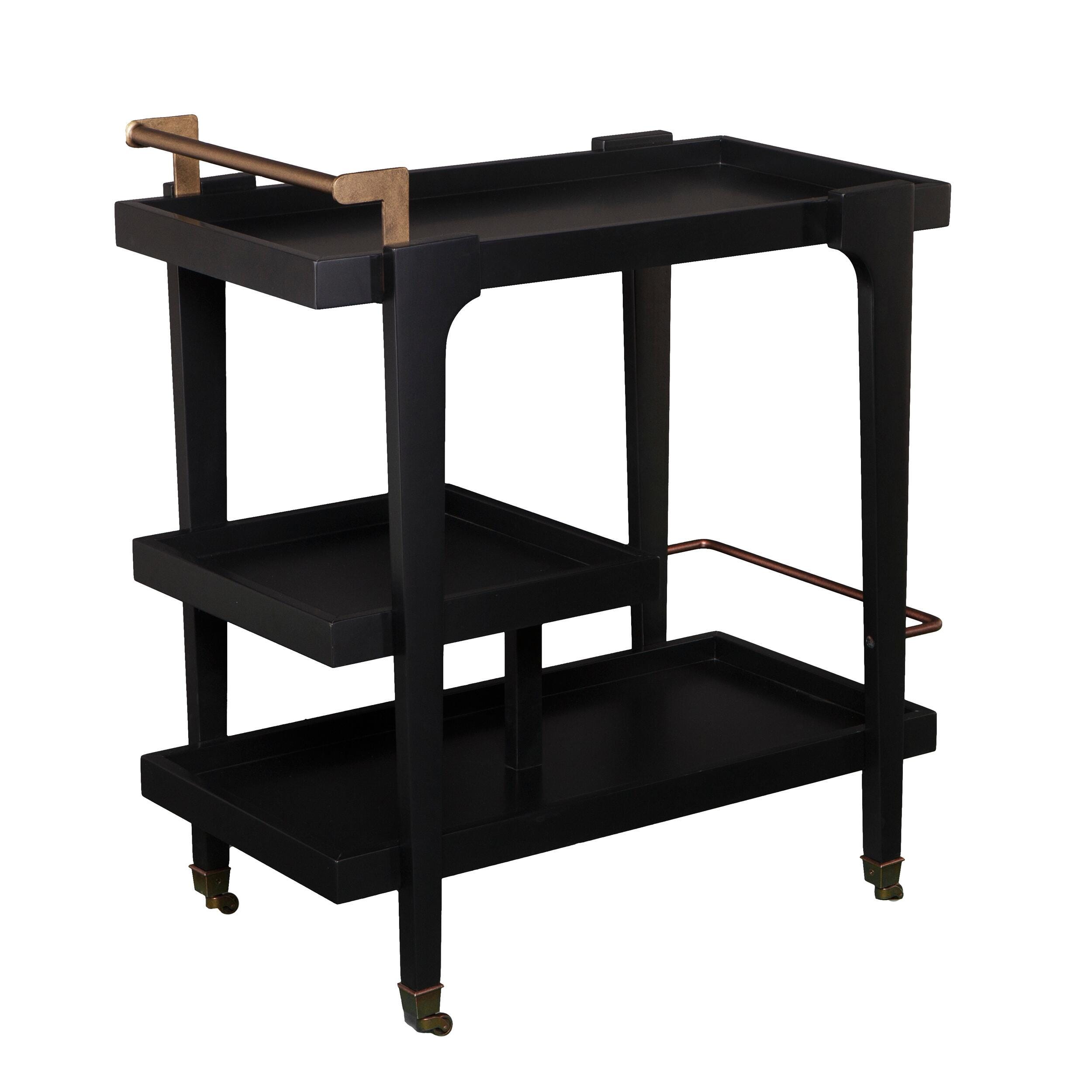 SEI Mid-Century Modern Bar Cart, Black, large