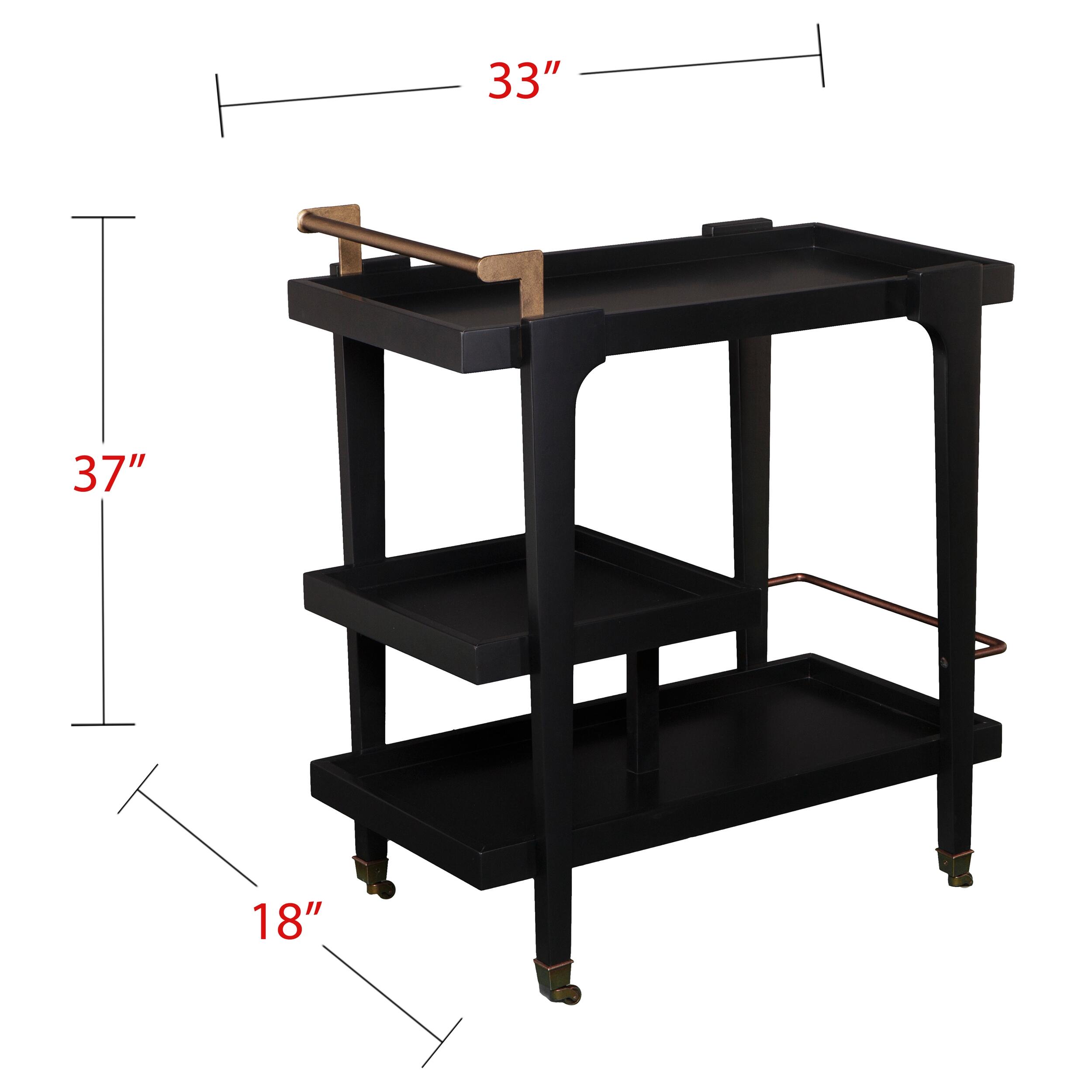 SEI Mid-Century Modern Bar Cart, Black, large