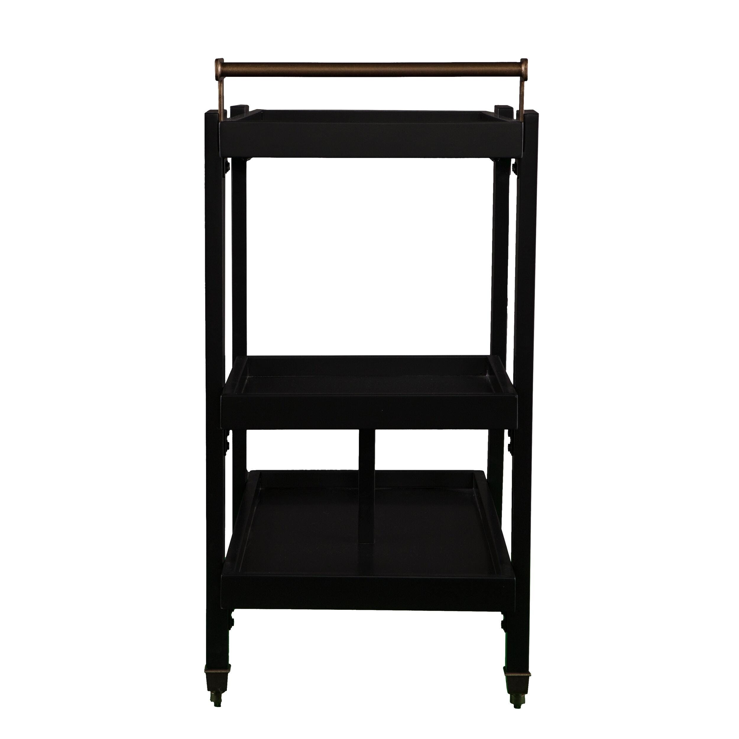 SEI Mid-Century Modern Bar Cart, Black, large