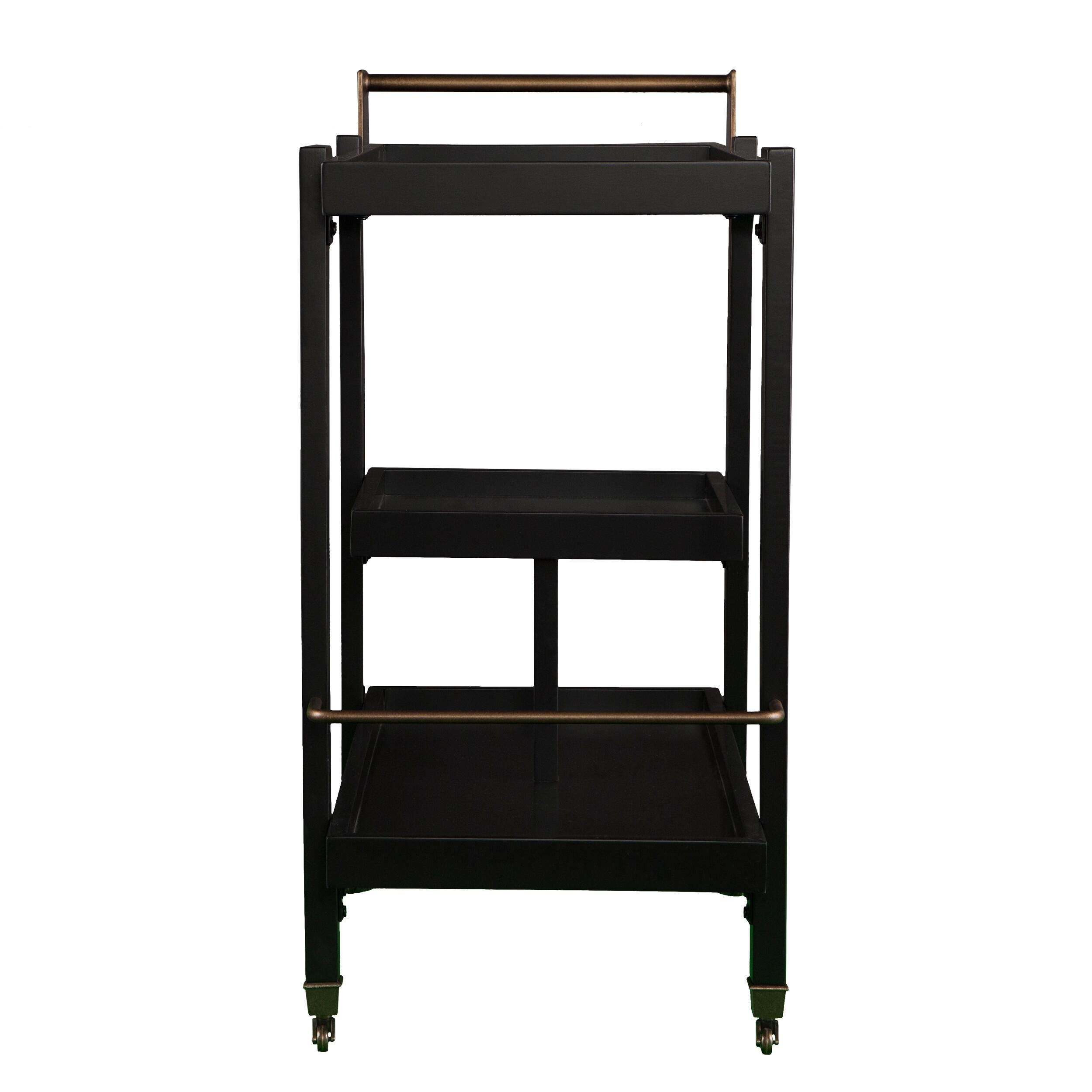 SEI Mid-Century Modern Bar Cart, Black, large