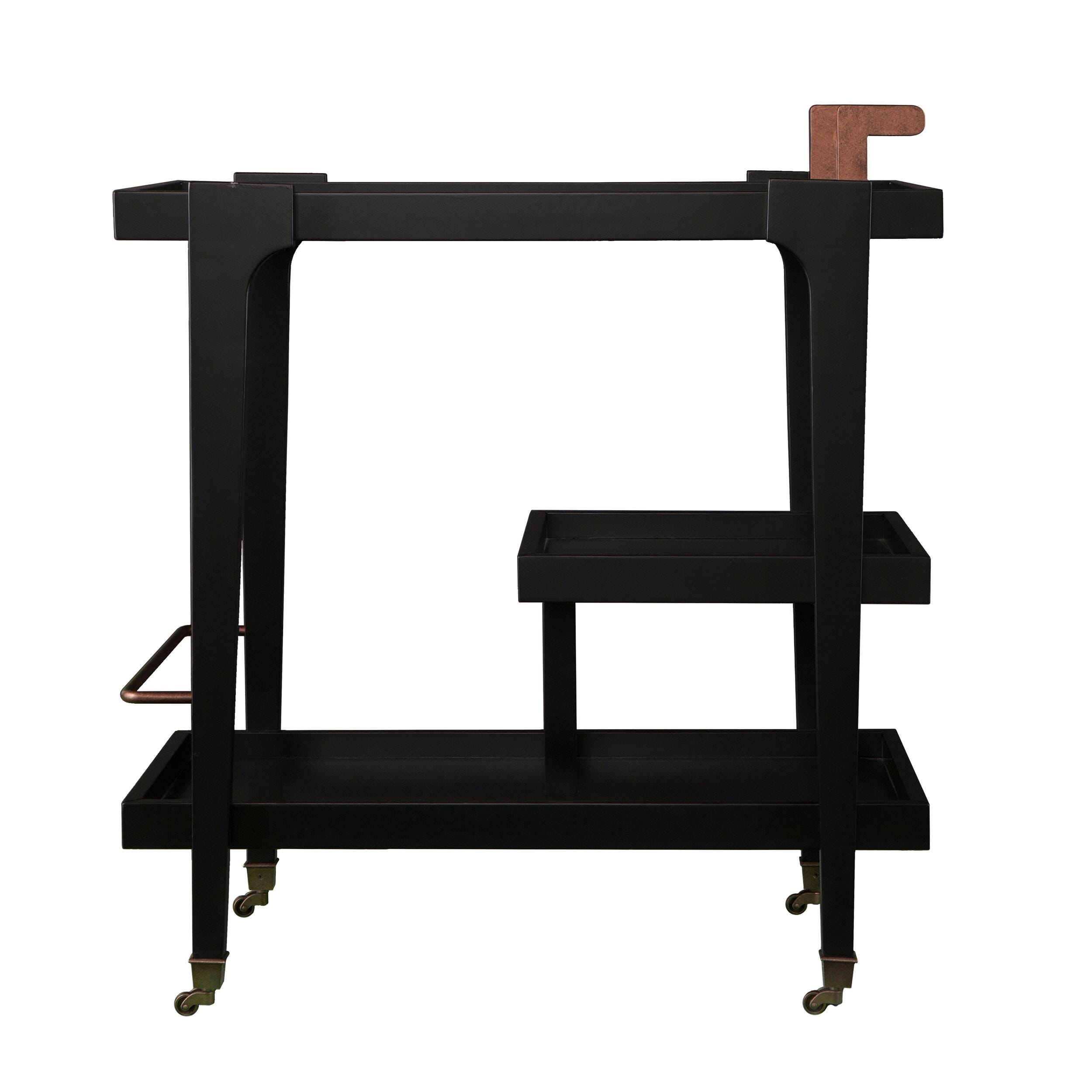 SEI Mid-Century Modern Bar Cart, Black, large