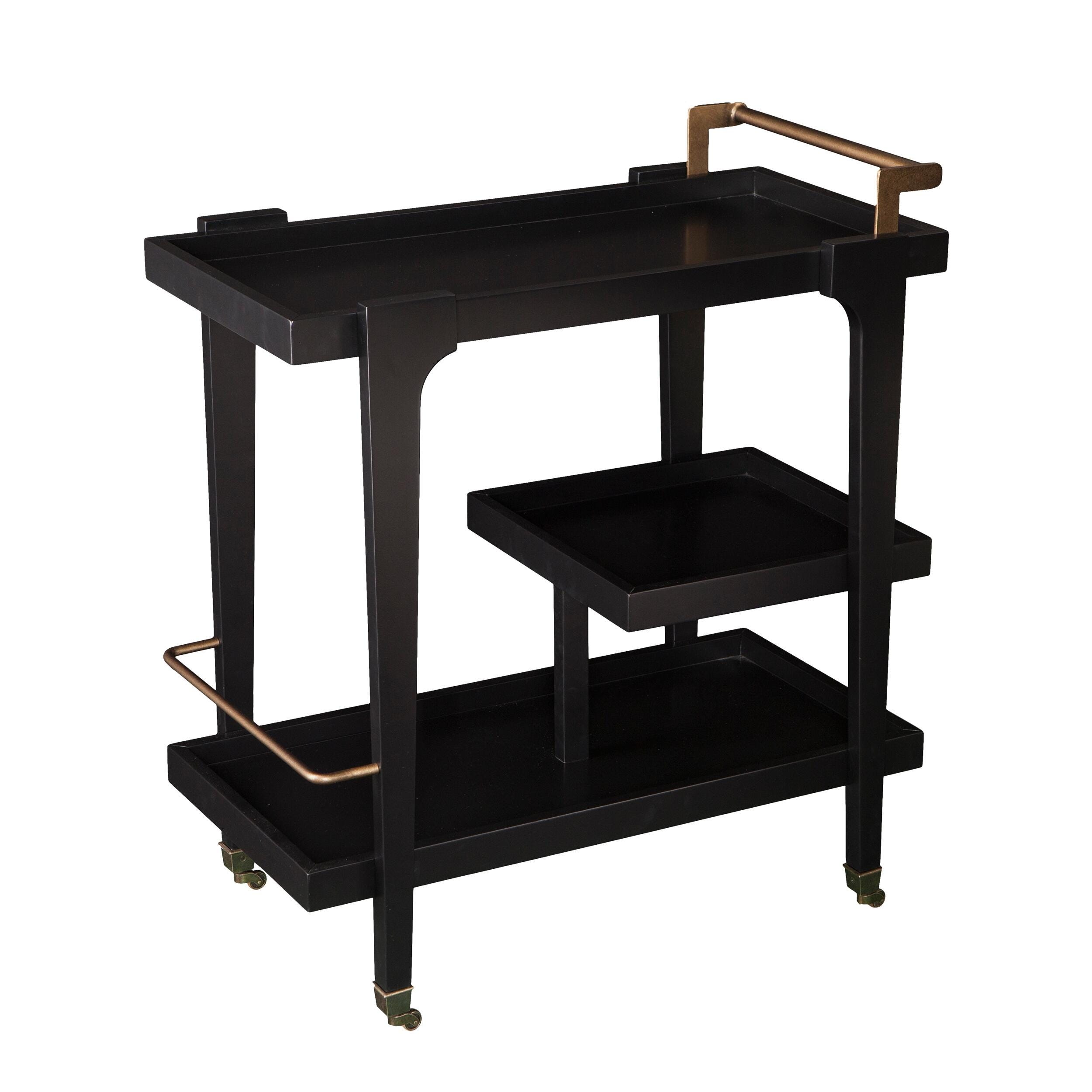 SEI Mid-Century Modern Bar Cart, Black, large