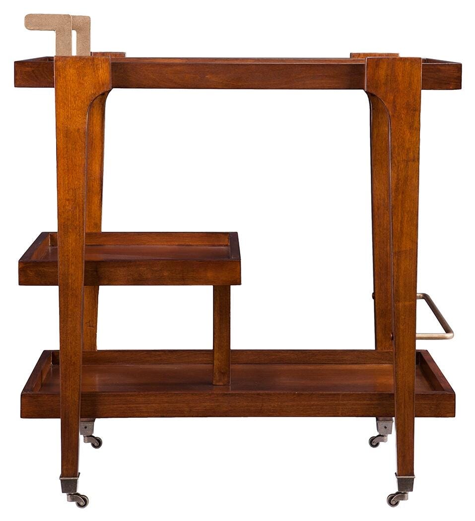 SEI Mid-Century Modern Bar Cart, Brown, large