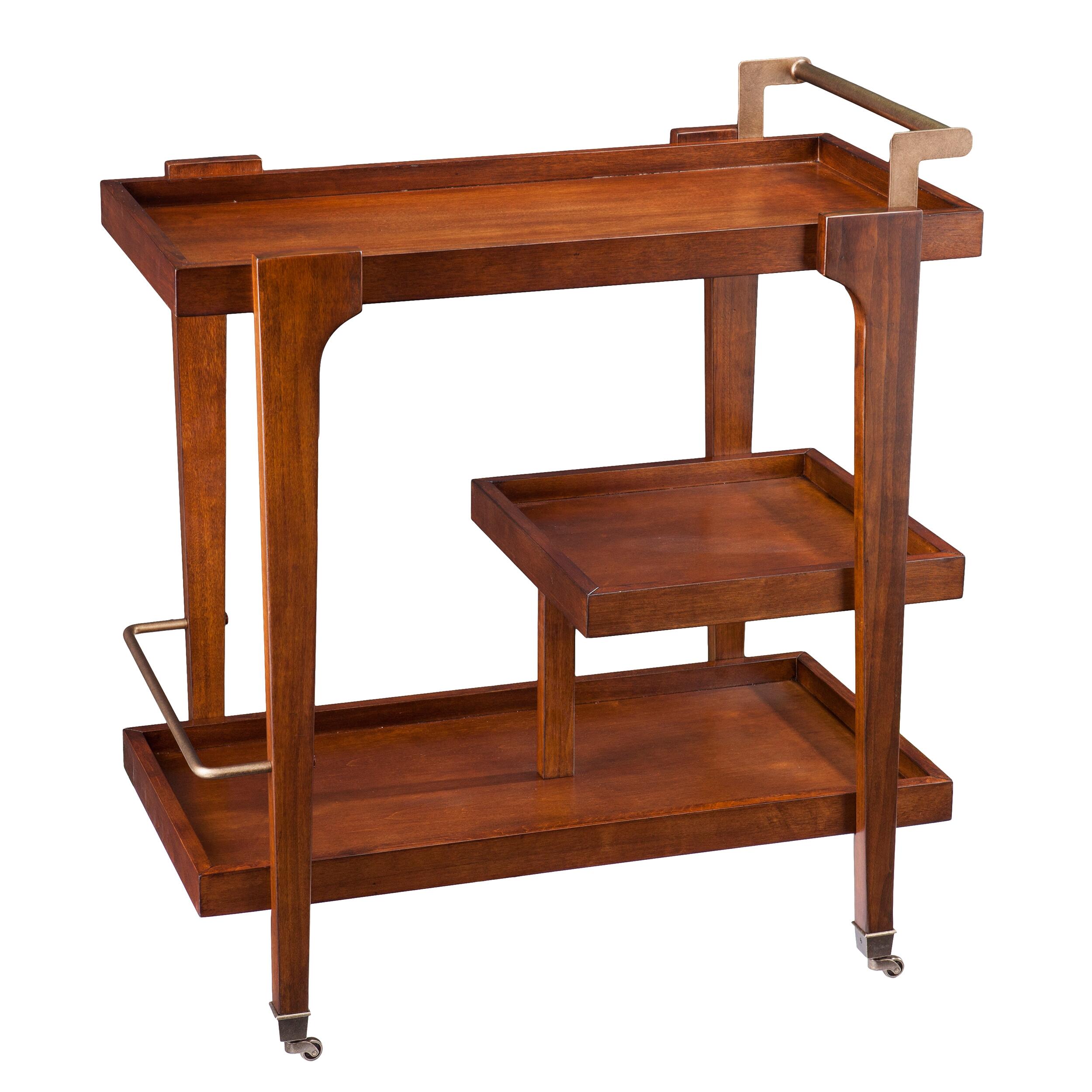 SEI Mid-Century Modern Bar Cart, Brown, large