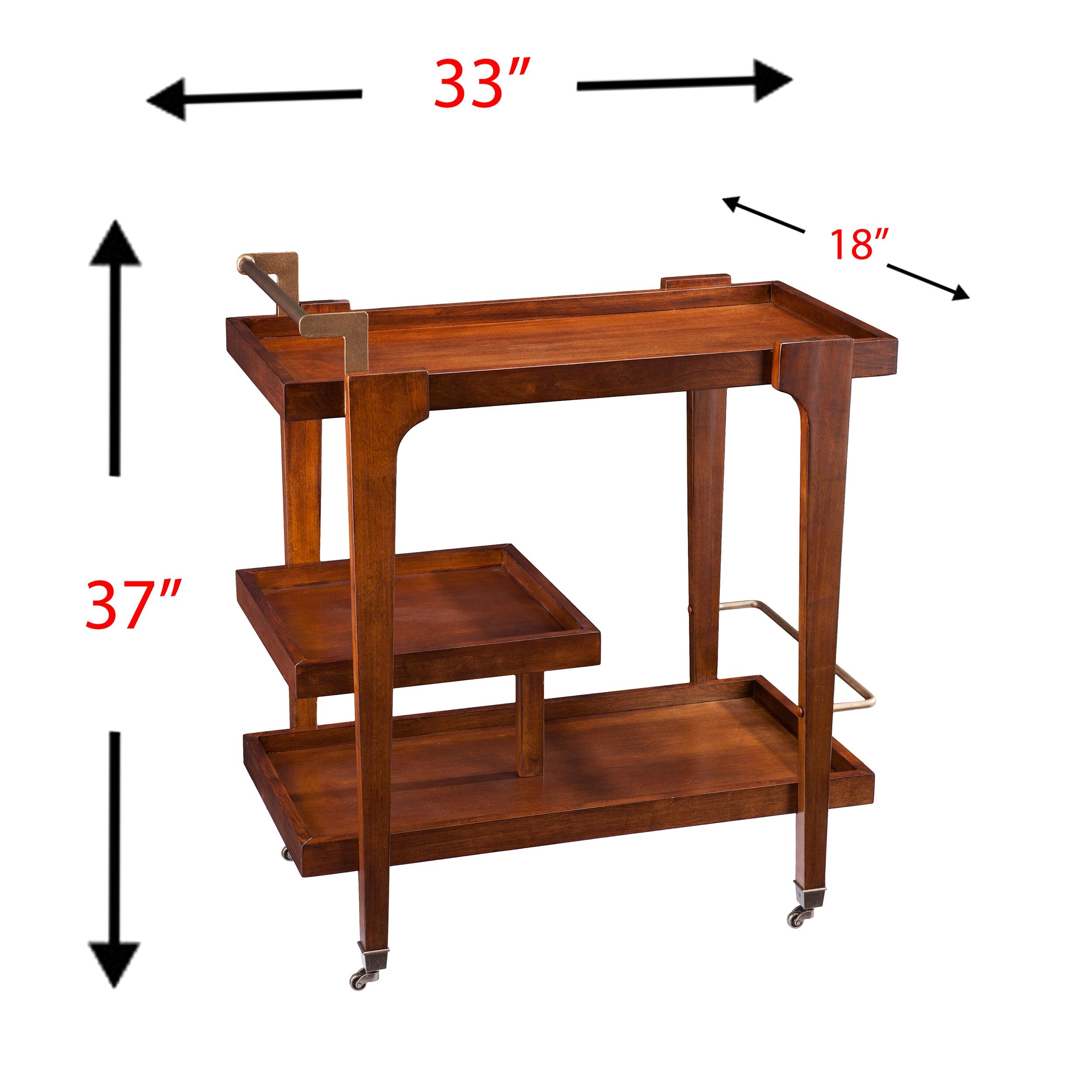 SEI Mid-Century Modern Bar Cart, Brown, large