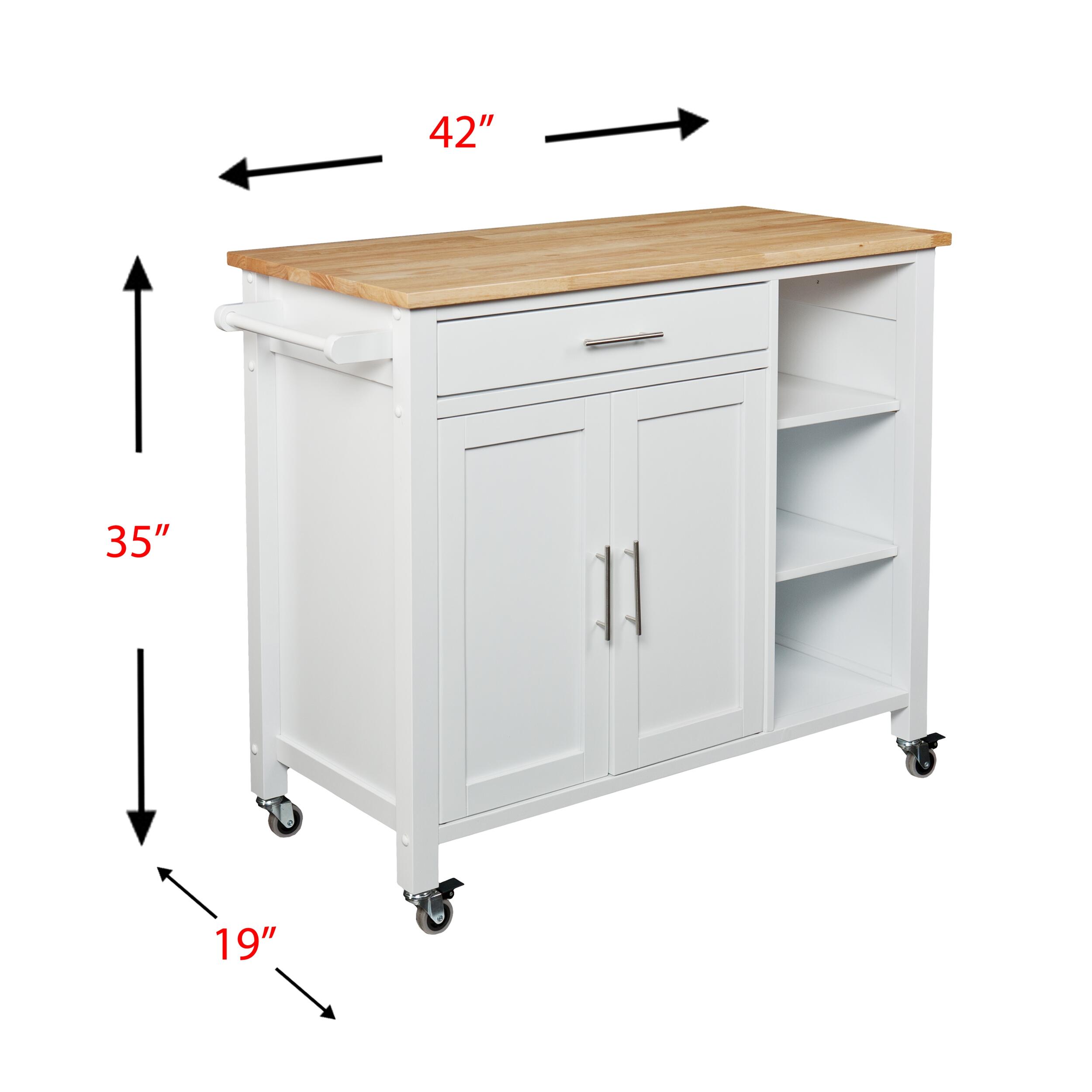 SEI Butcher Block Kitchen Cart, , large