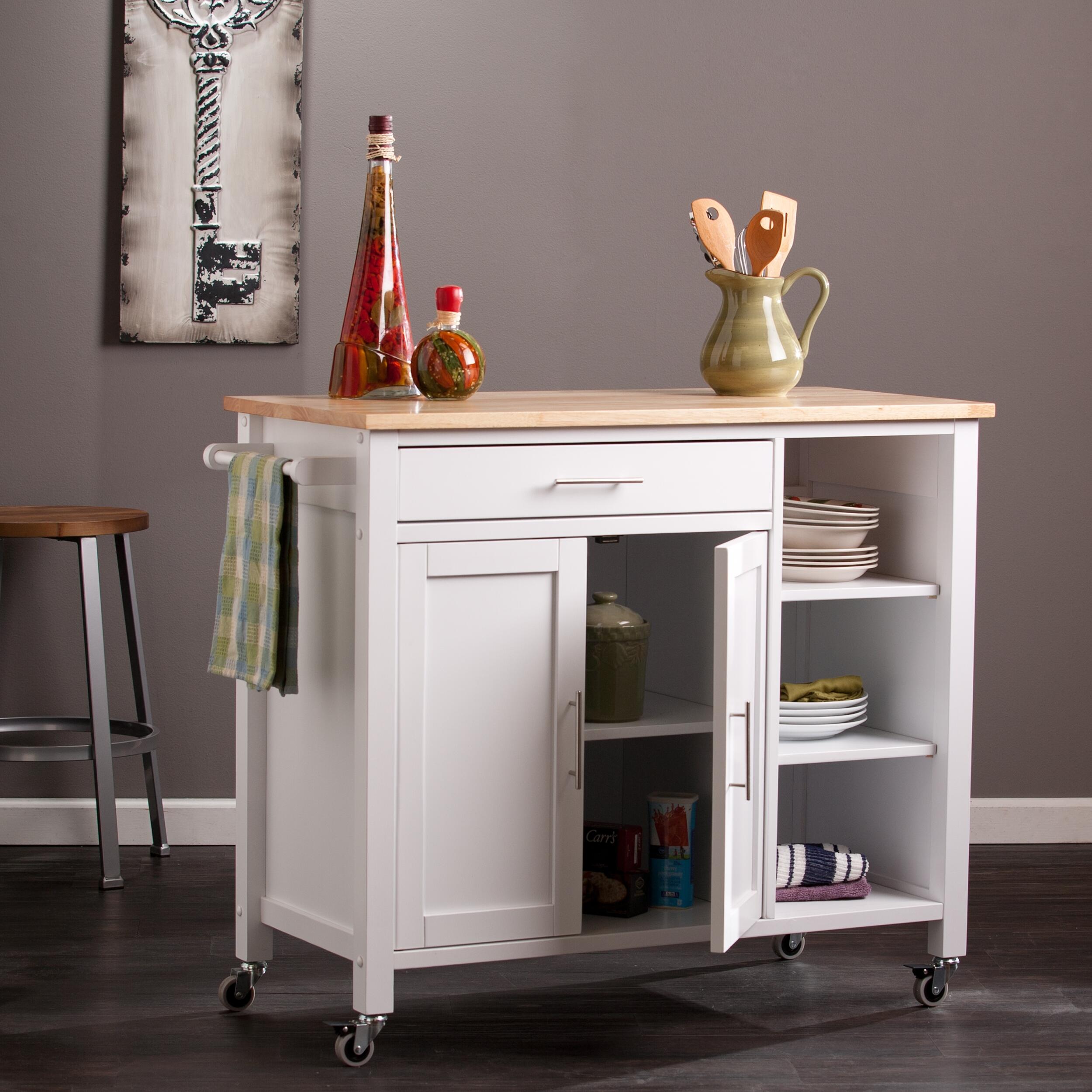 SEI Butcher Block Kitchen Cart, , large