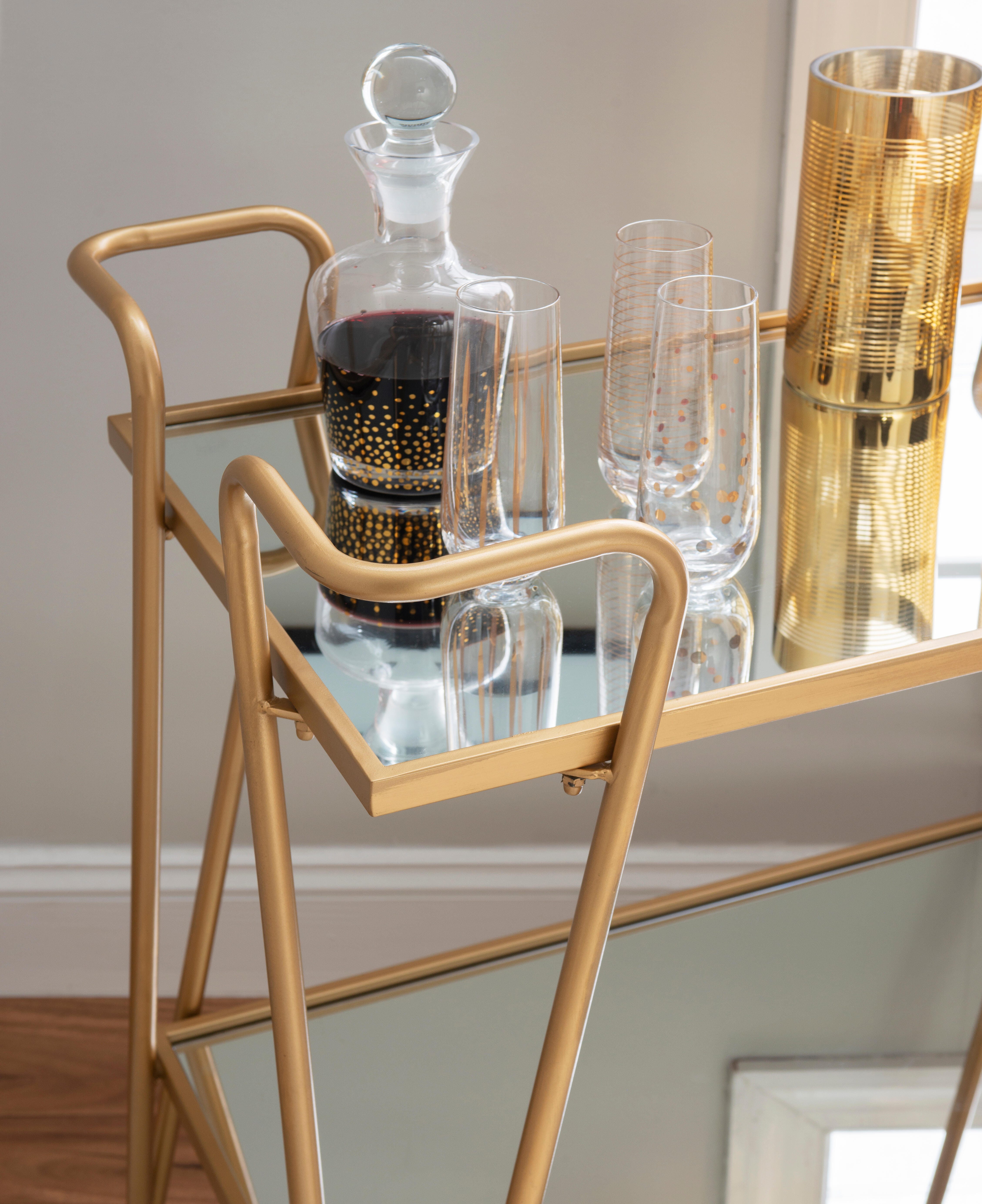 Linon Aubrey Aubrey Bar Cart, Gold, large