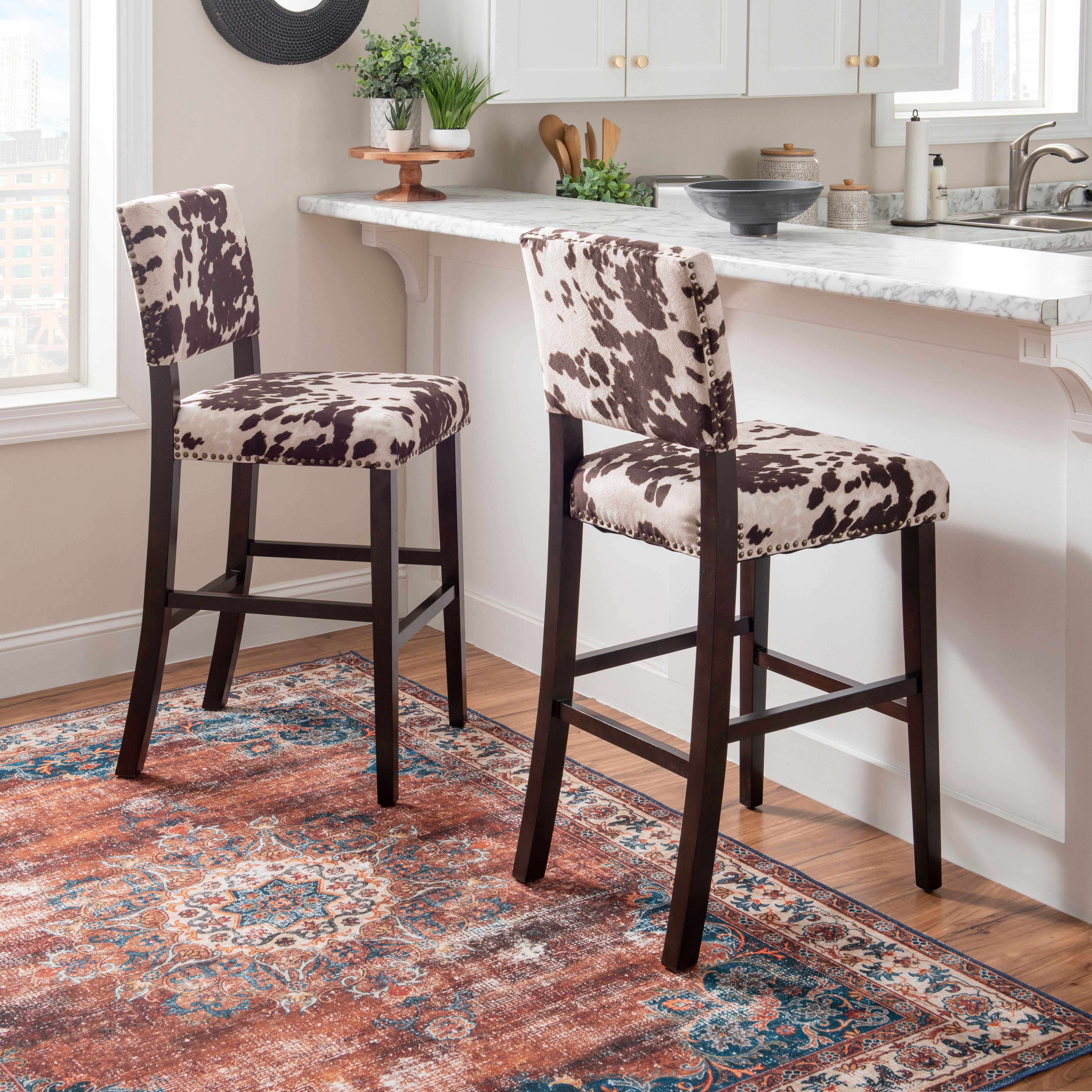 Linon Wes Bar Stool, Manhattan Brown, large