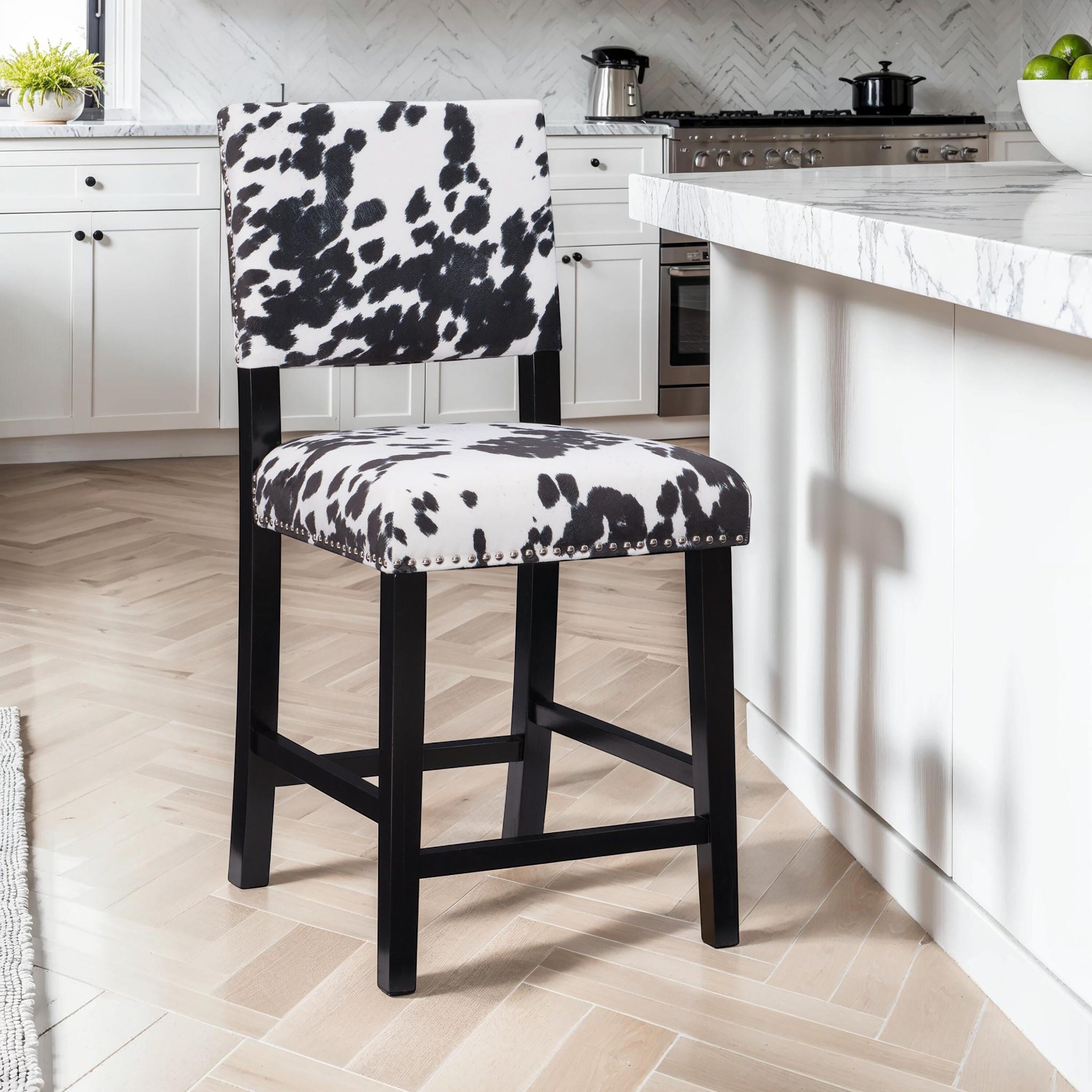 Linon Wes Counter Stool, Black/White, rollover