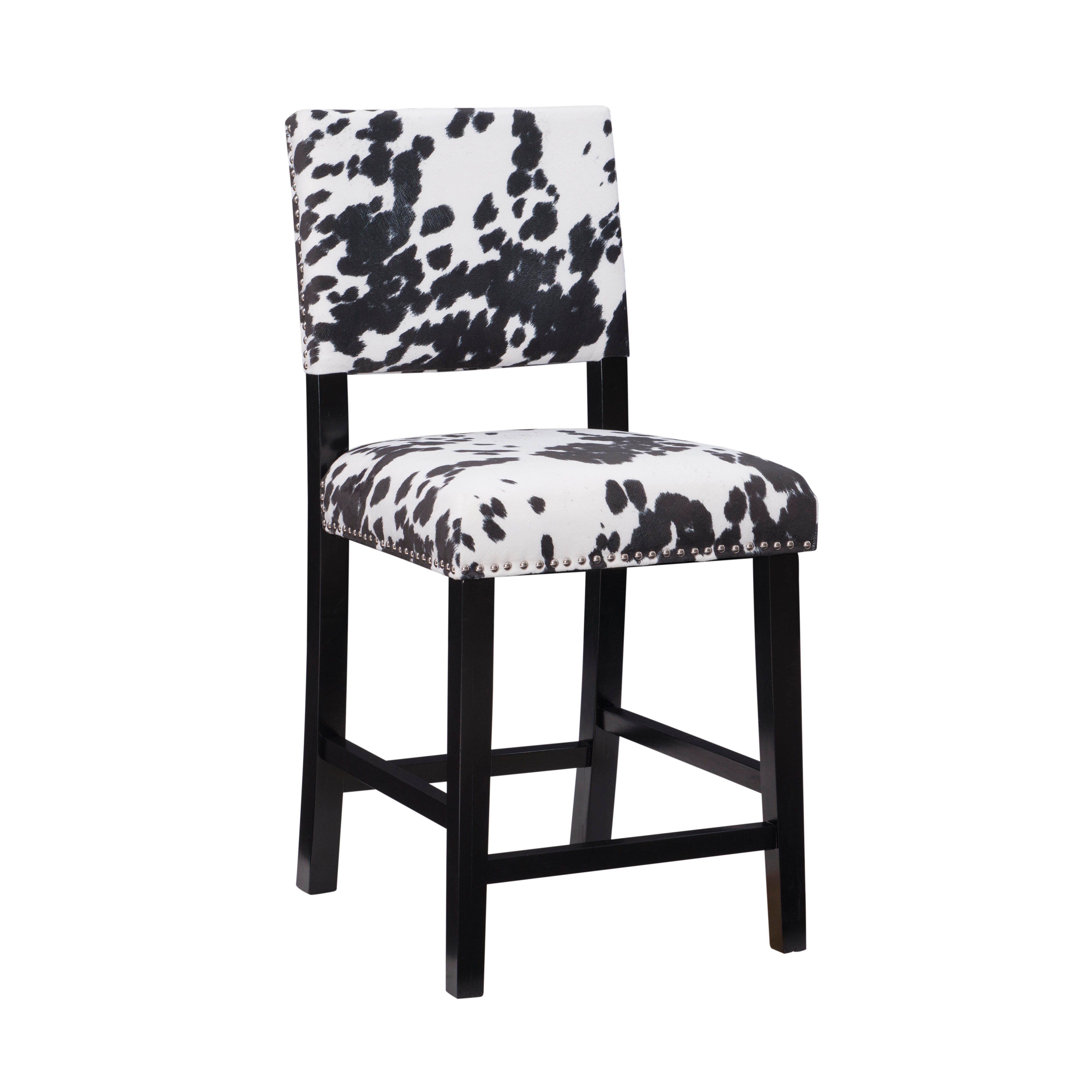 Linon Wes Counter Stool, Black/White, large