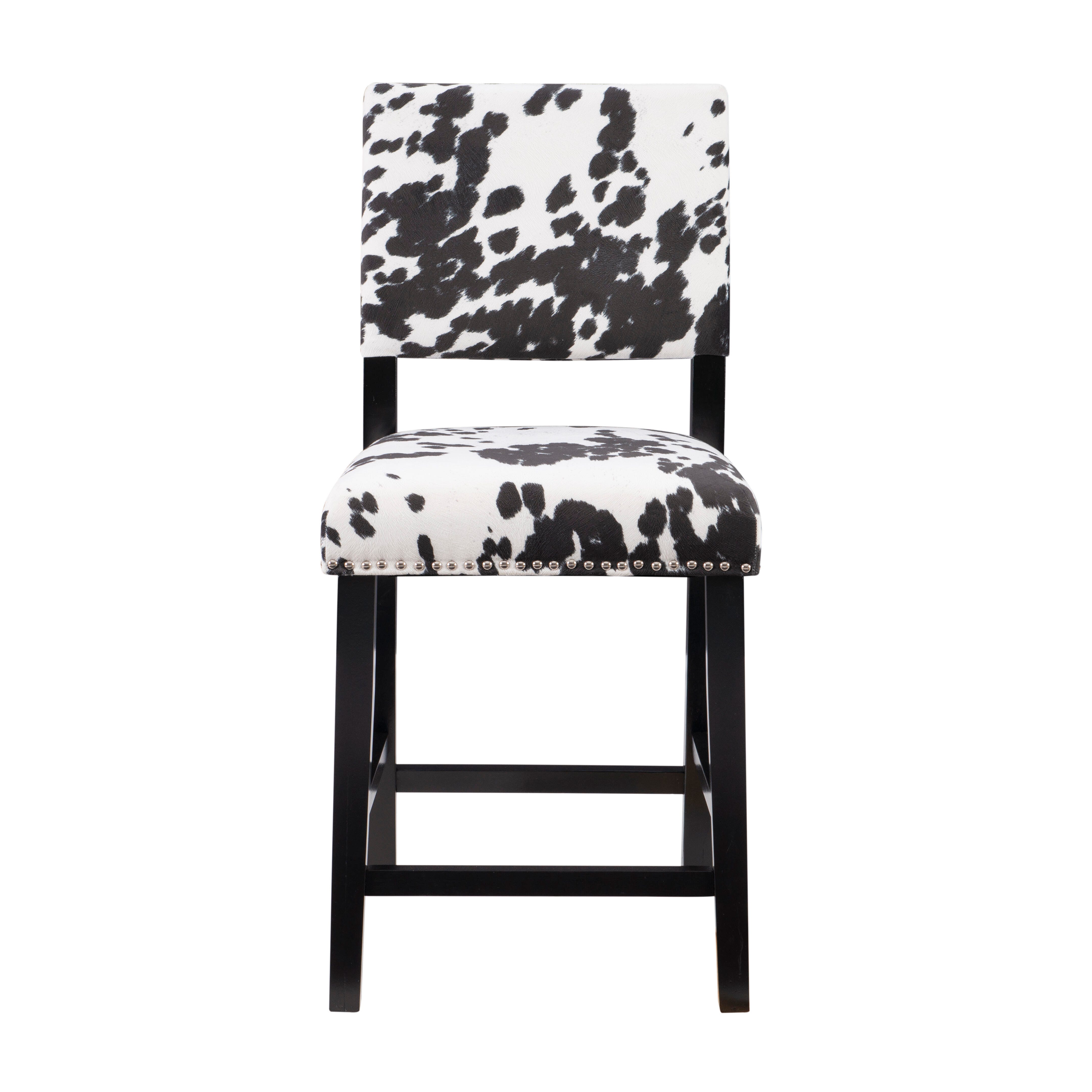 Linon Wes Counter Stool, Black/White, large