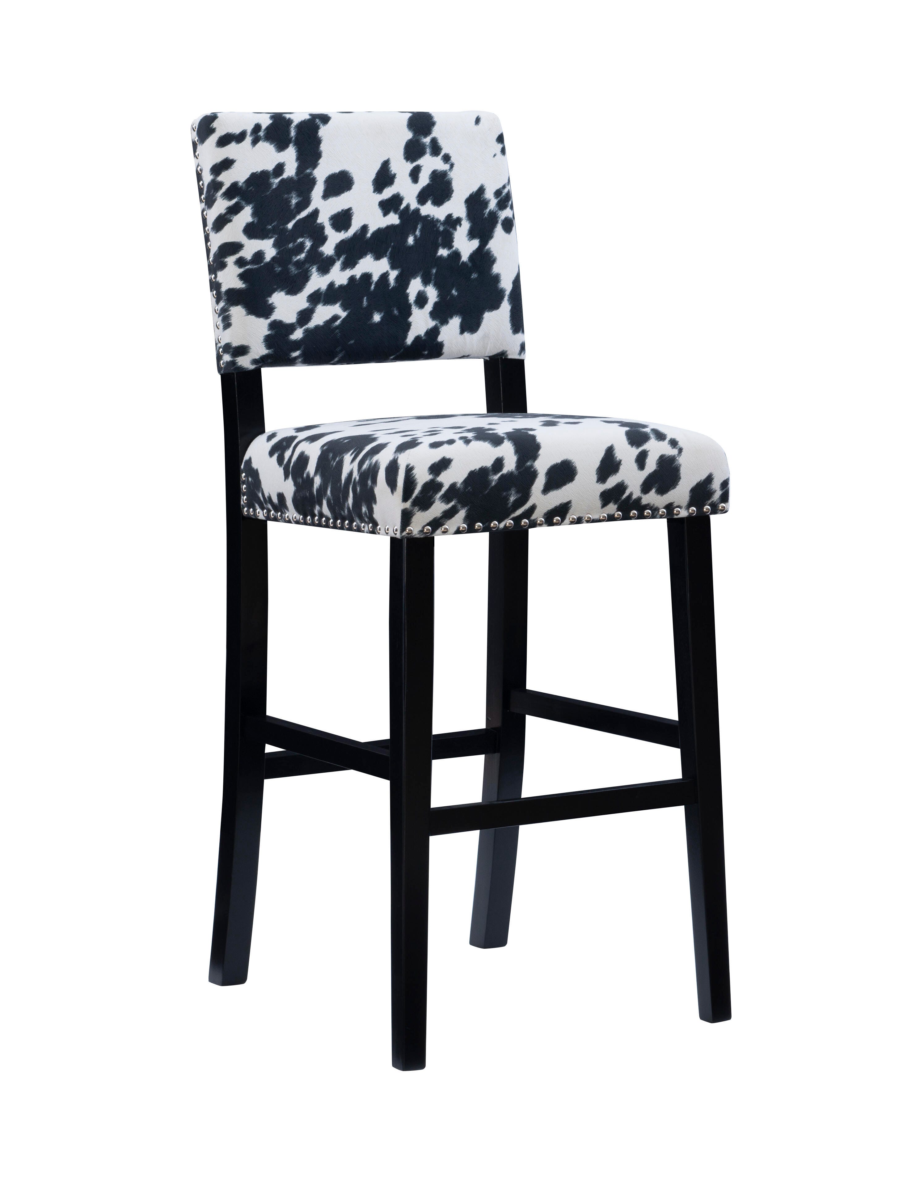 Linon Wes Bar Stool, Black/White, large
