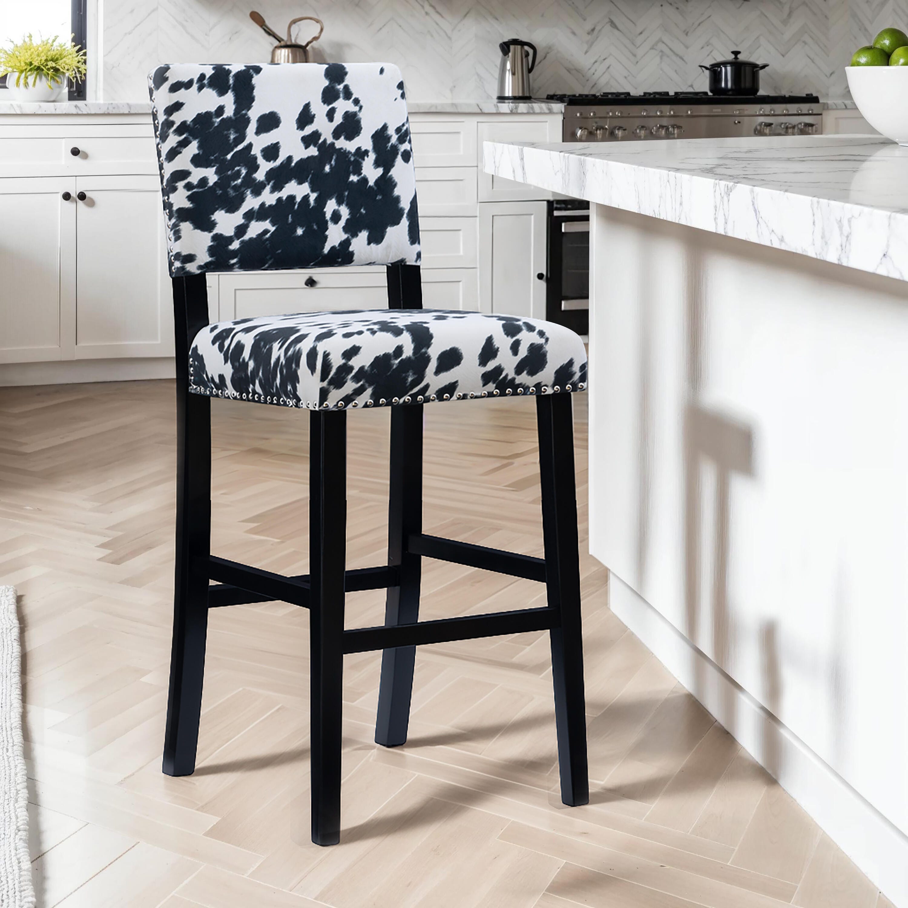 Linon Wes Bar Stool, Black/White, large