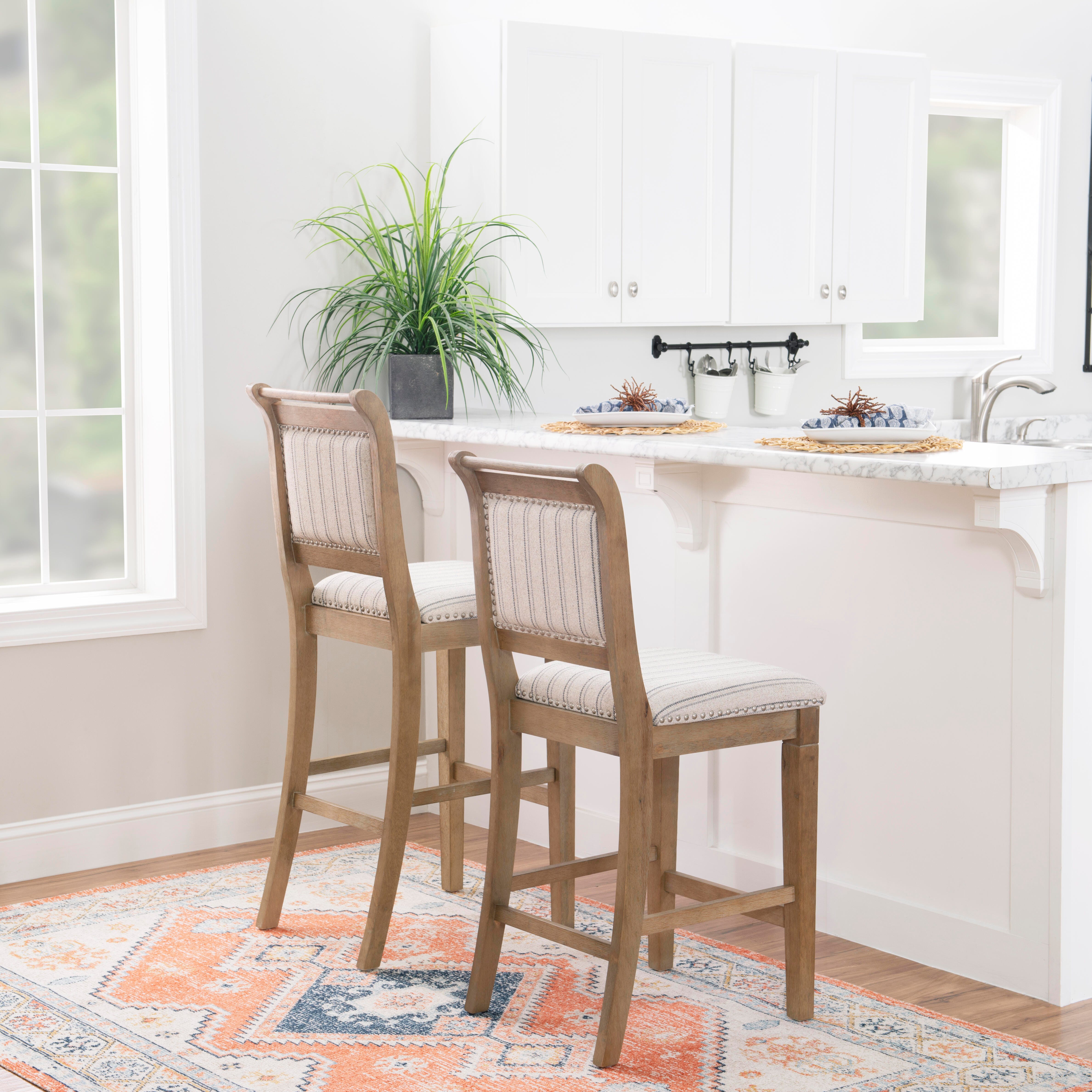 Linon Hedi Bar Stool, Gray Wash, large