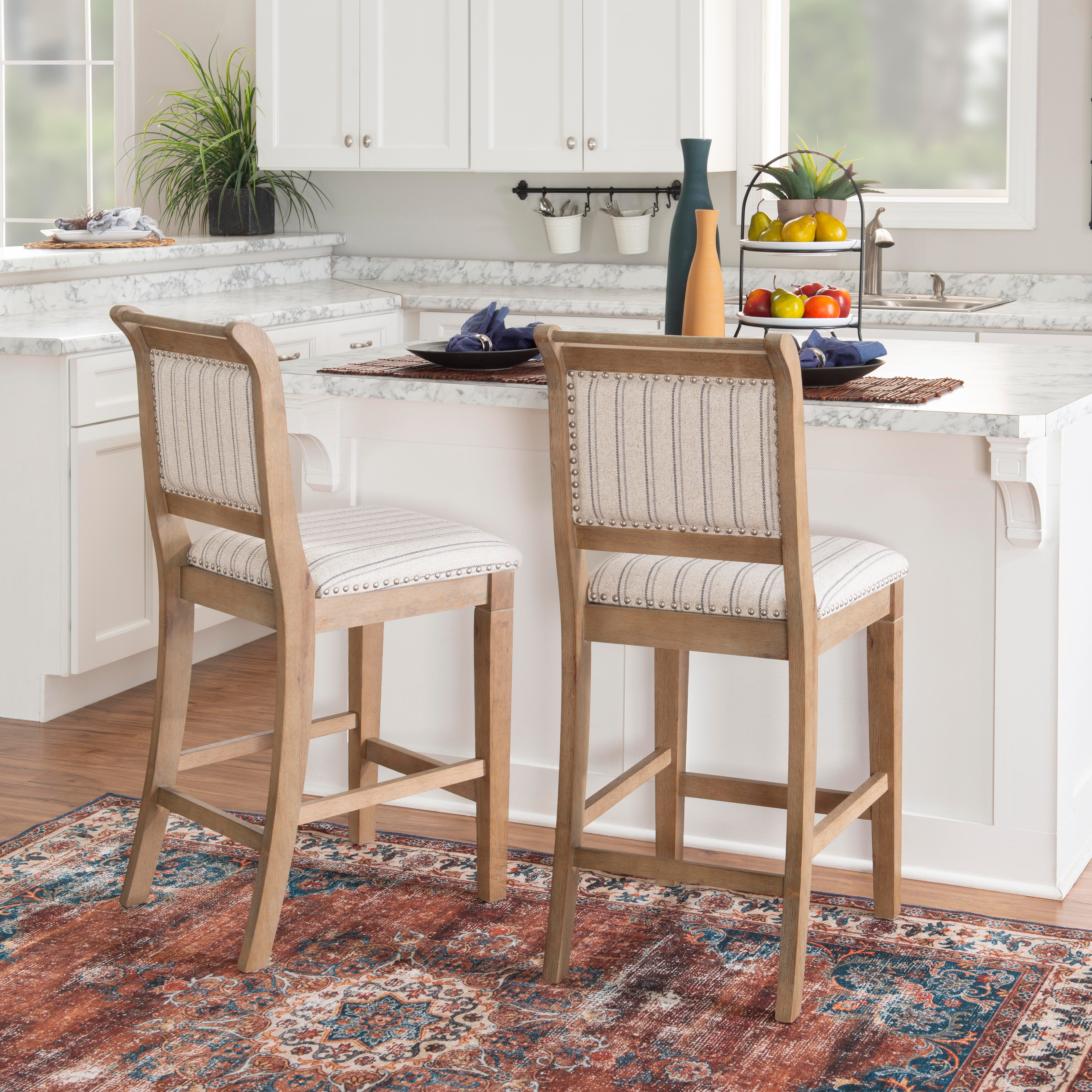 Linon Hedi Counter Stool, Gray Wash, large