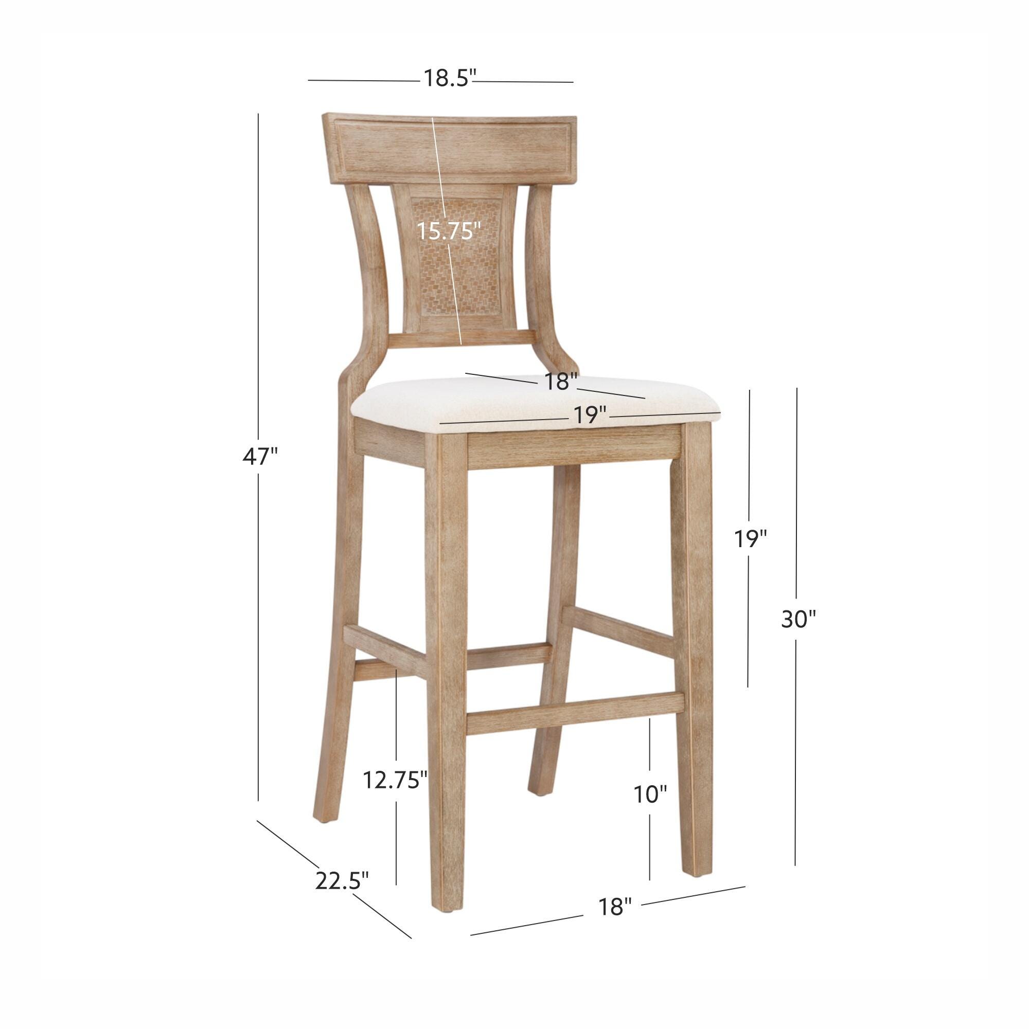 Linon Lina Bar Stool, Gray Wash, large