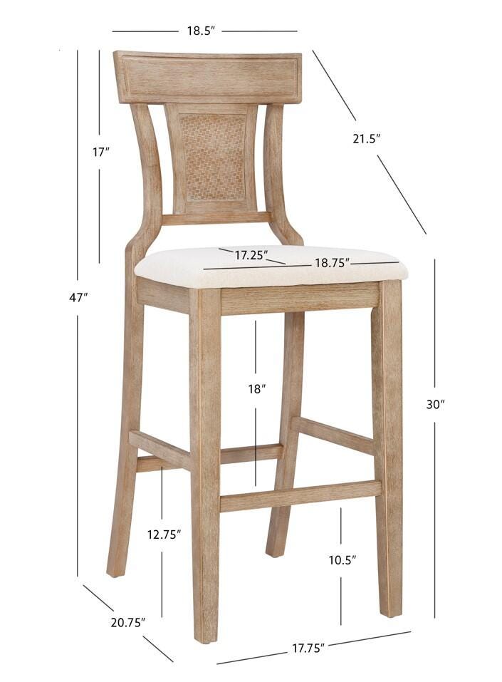 Linon Lina Bar Stool, Gray Wash, large