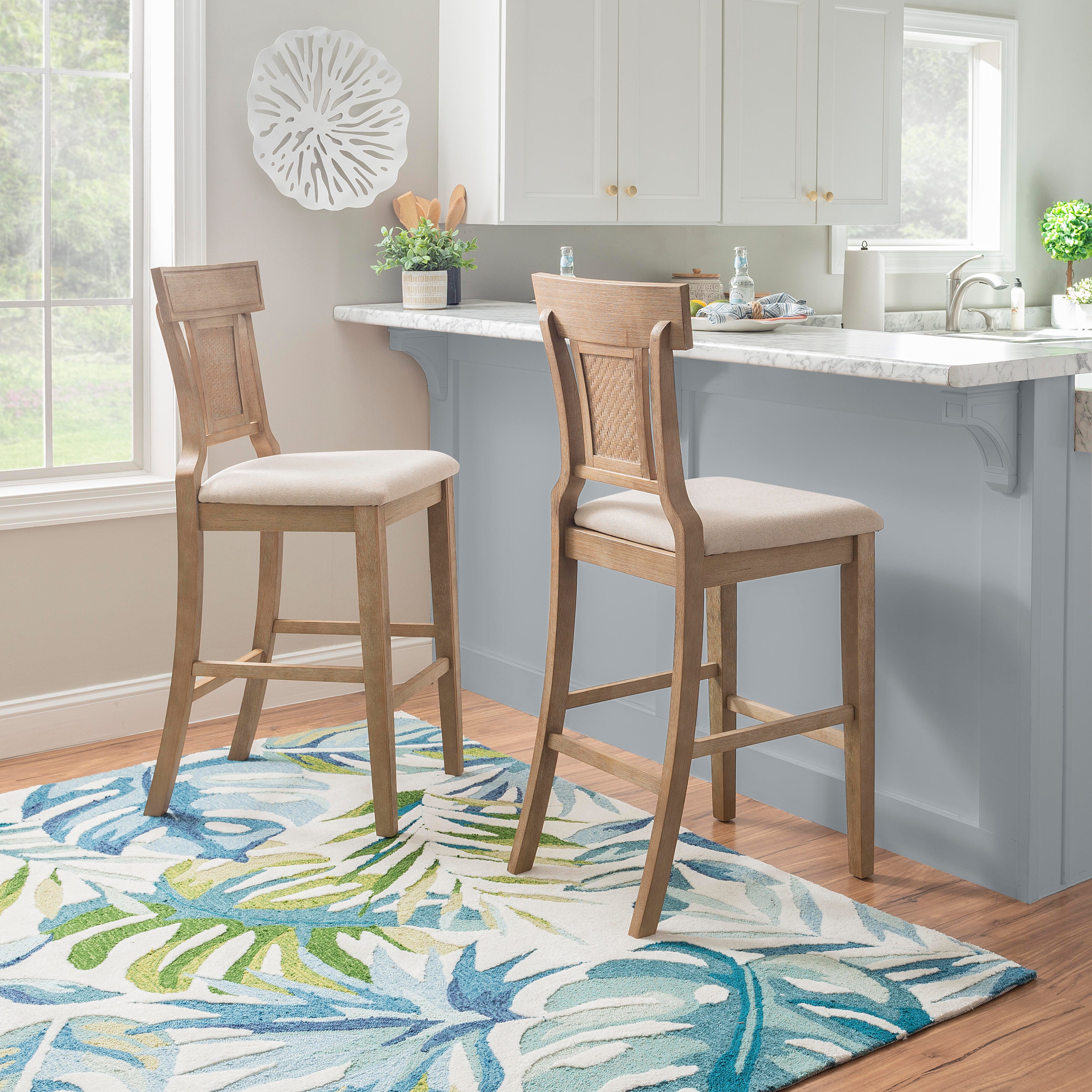 Linon Lina Bar Stool, Gray Wash, large