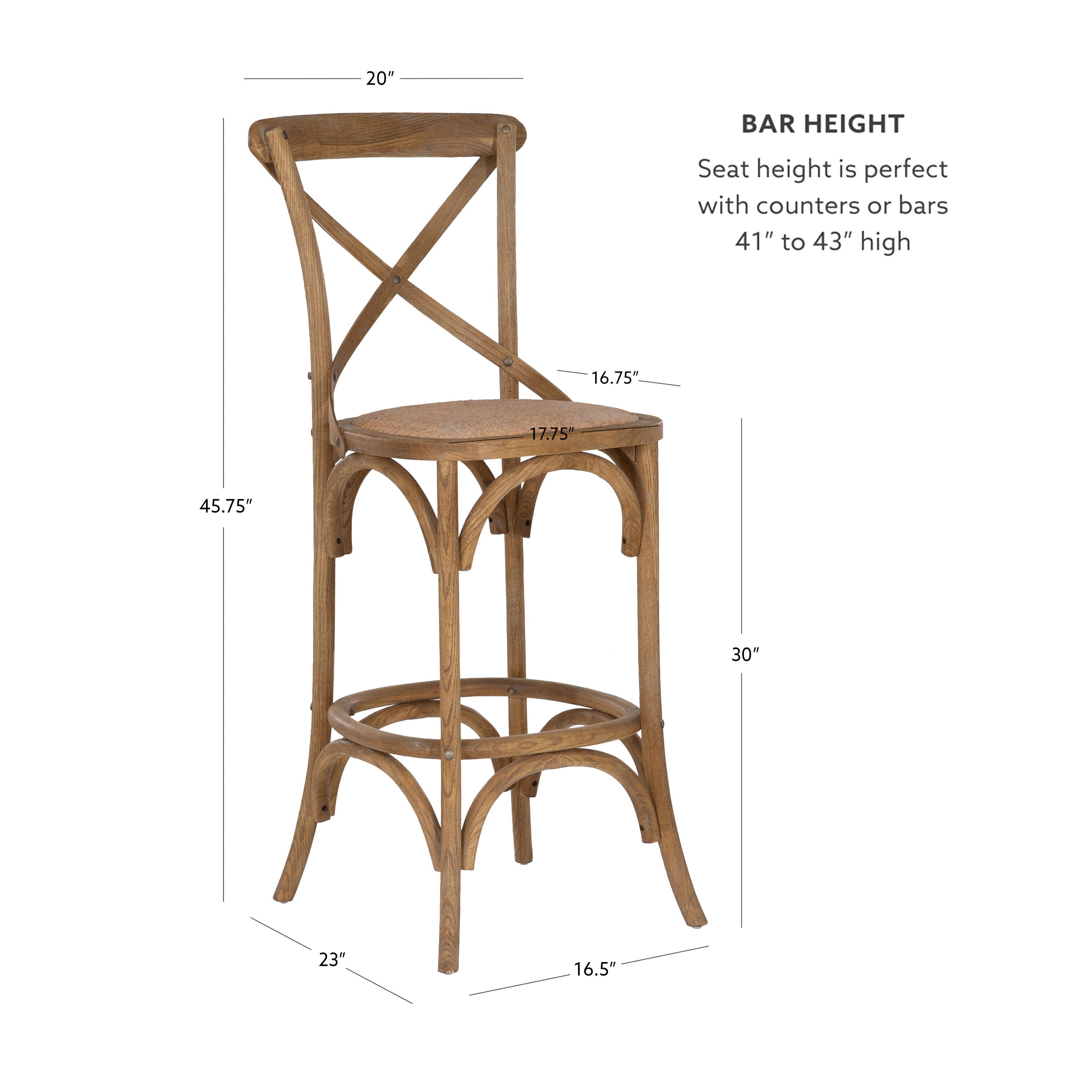 Linon Cara Bar Stool, Gray, large