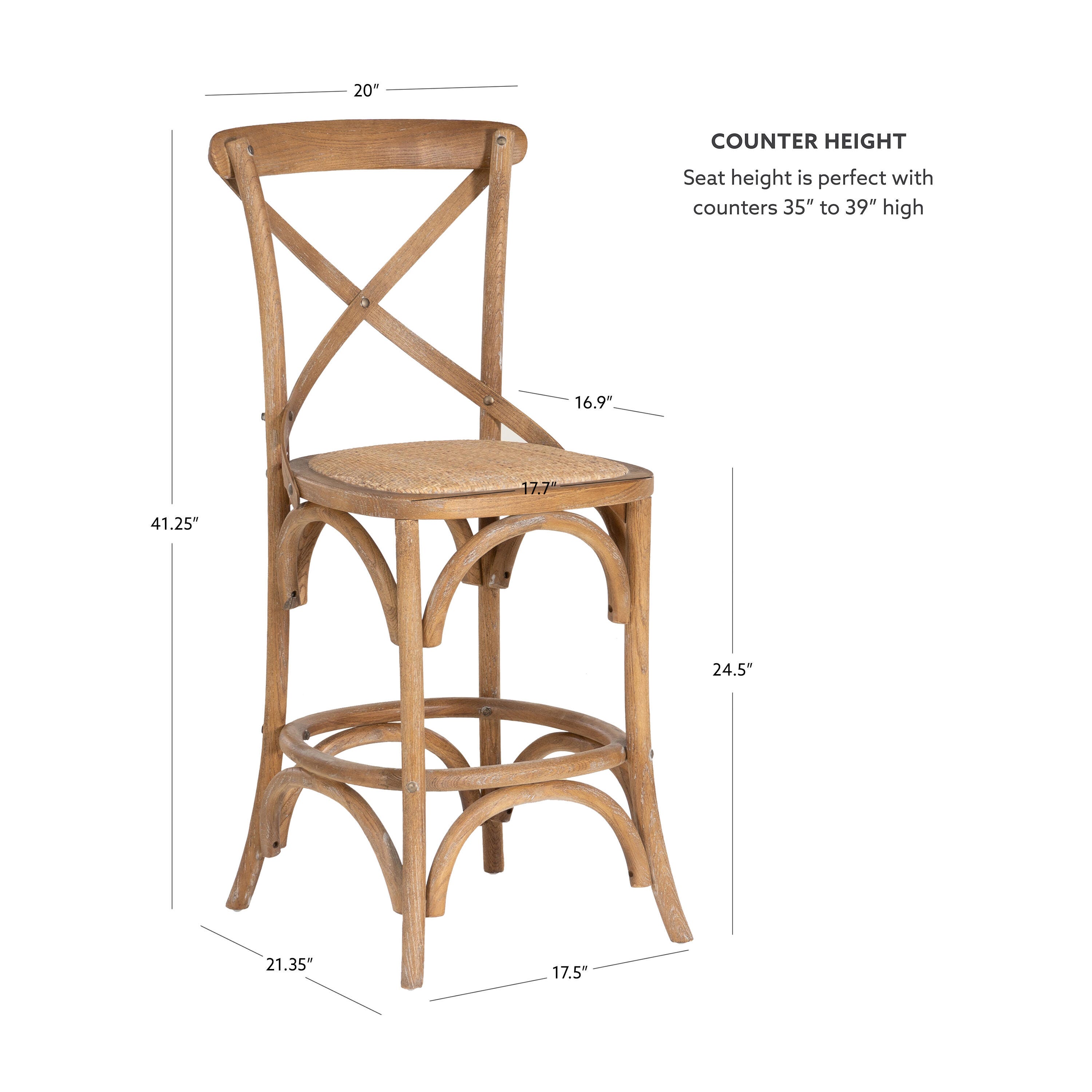 Linon Cara Counter Stool, Gray, large