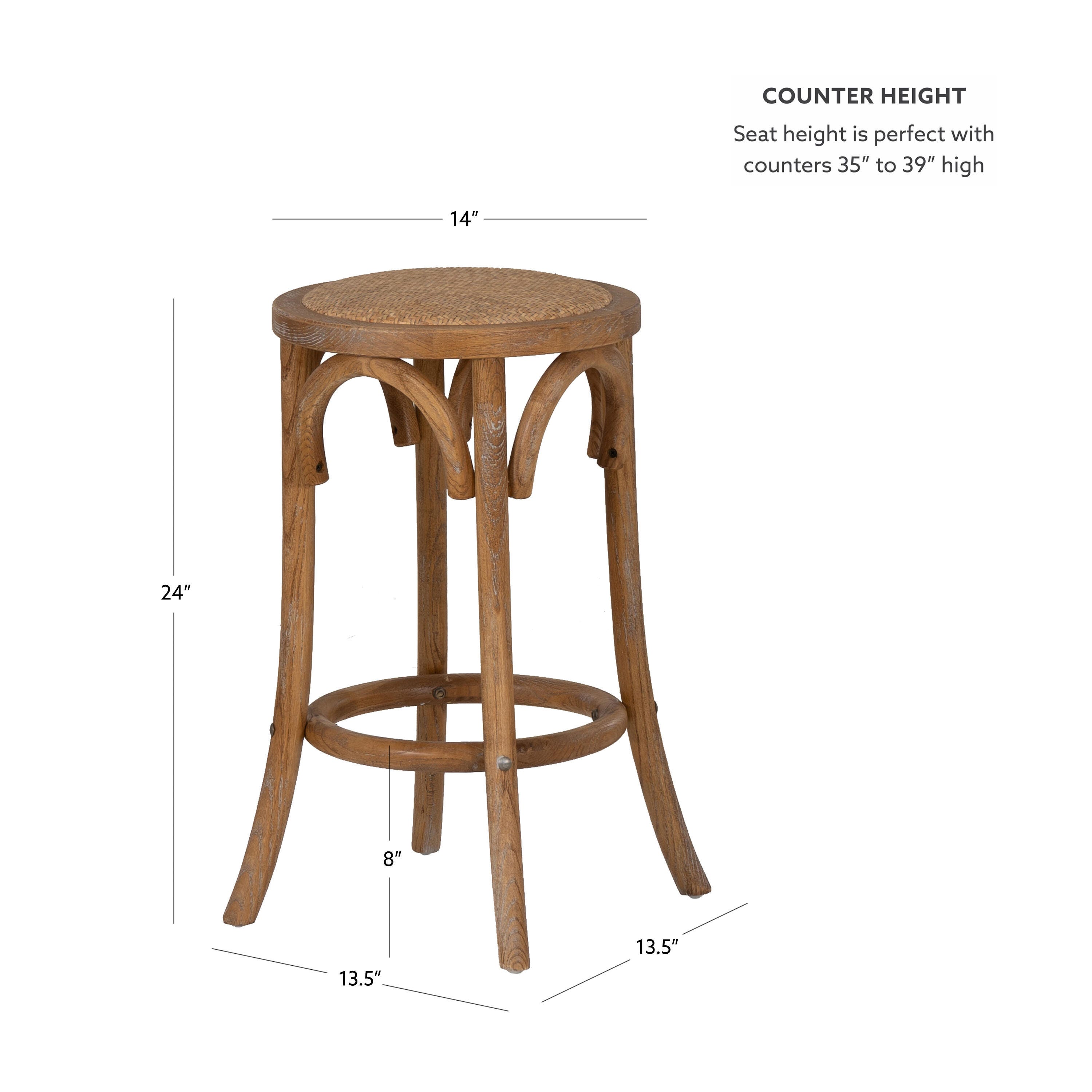 Linon Lara Backless Counter Stool, Brown, large