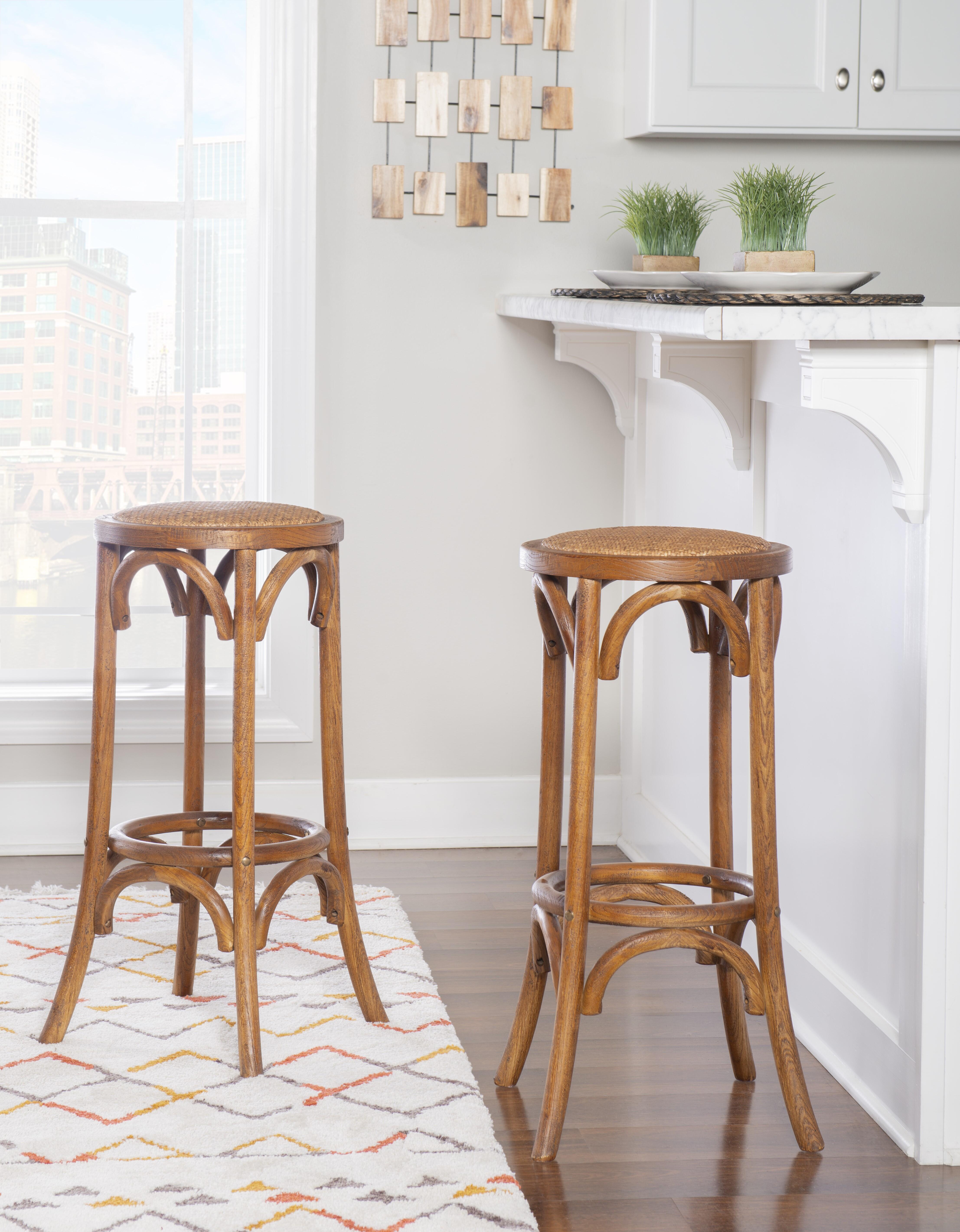 Linon Lara Backless Bar Stool, Brown, rollover