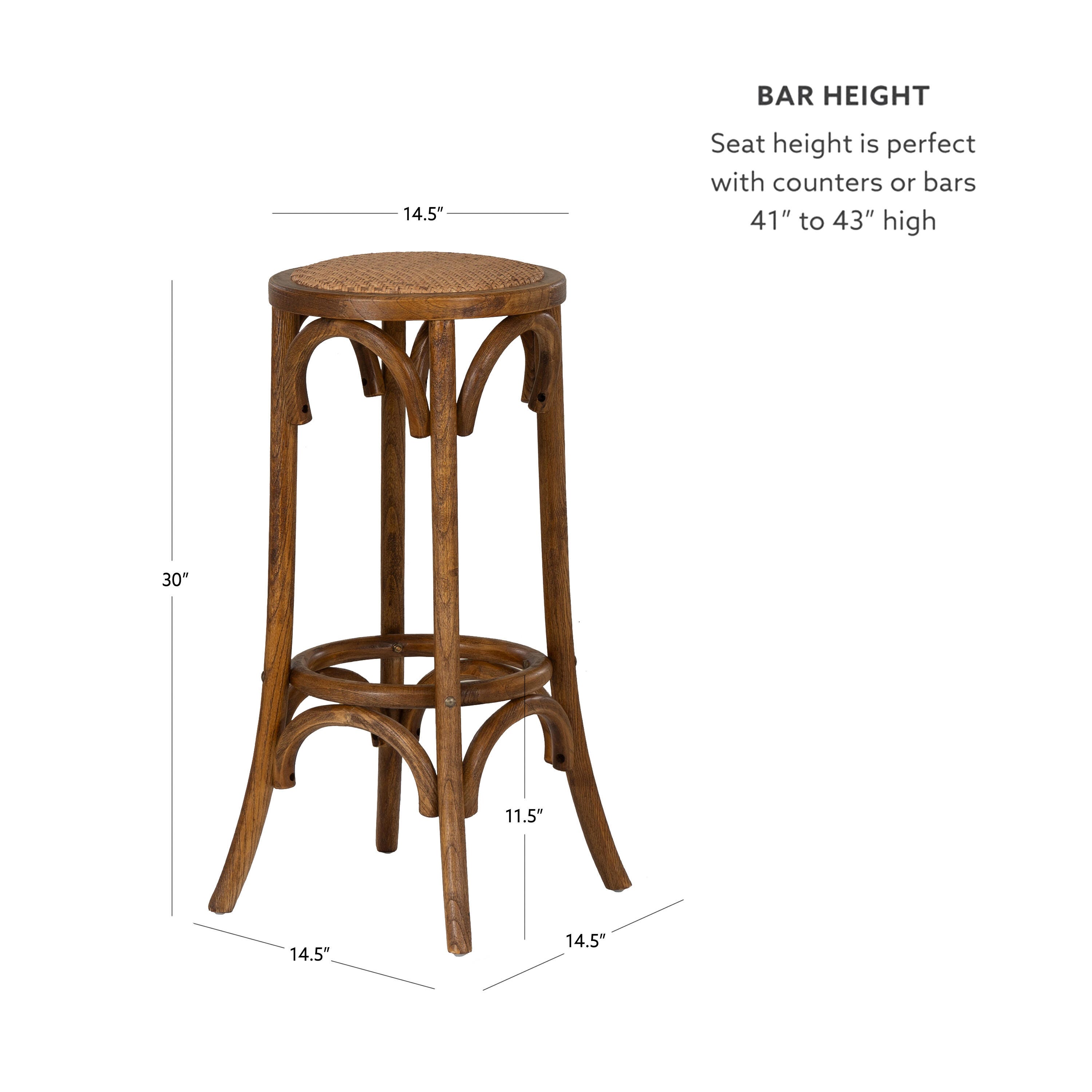 Linon Lara Backless Bar Stool, Brown, large