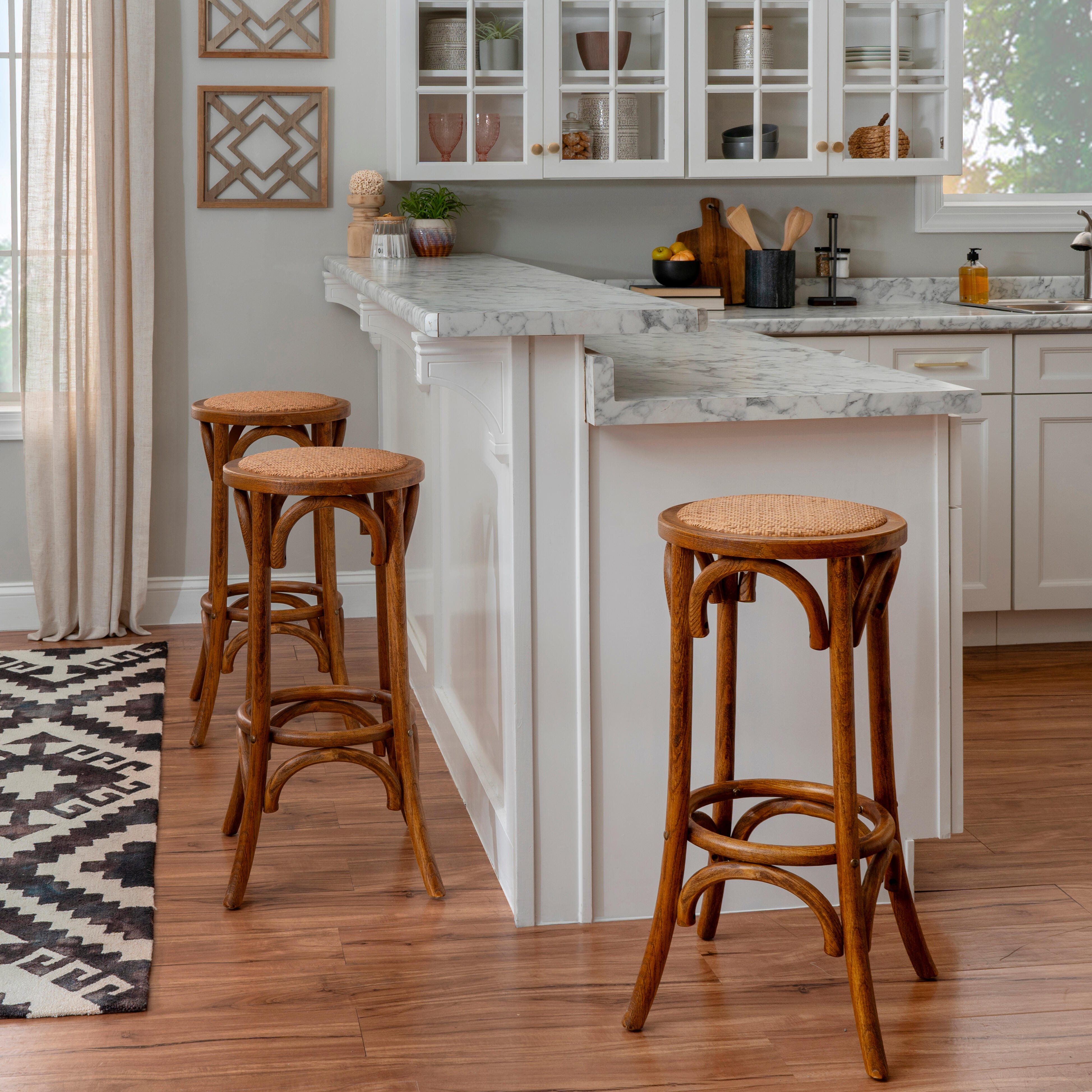 Linon Lara Backless Bar Stool, Brown, large